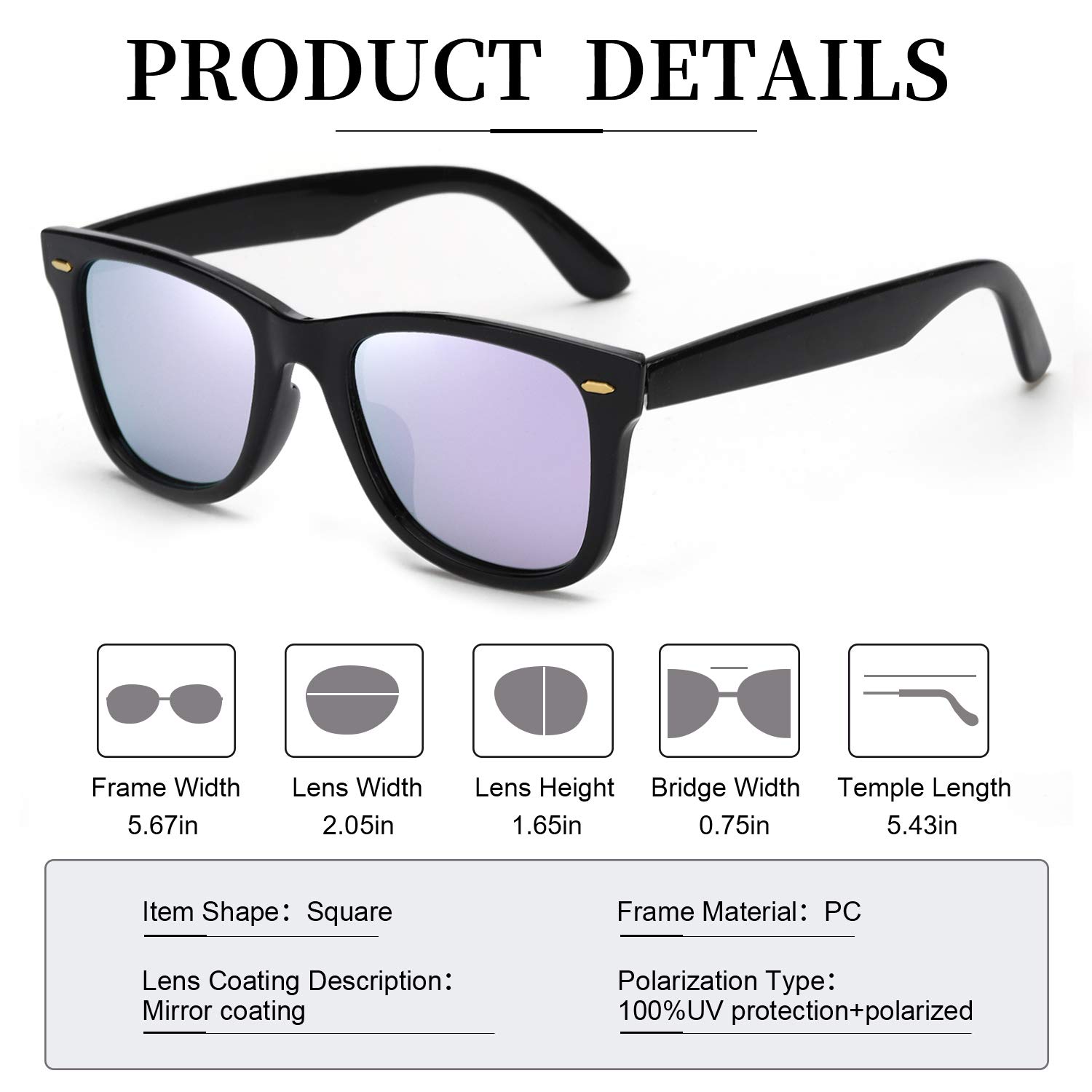 Foto 7 pulgar | Gafas De Sol Myiaur Classic Para Mujer Polarizadas Con Protección Uv400 - Venta Internacional.