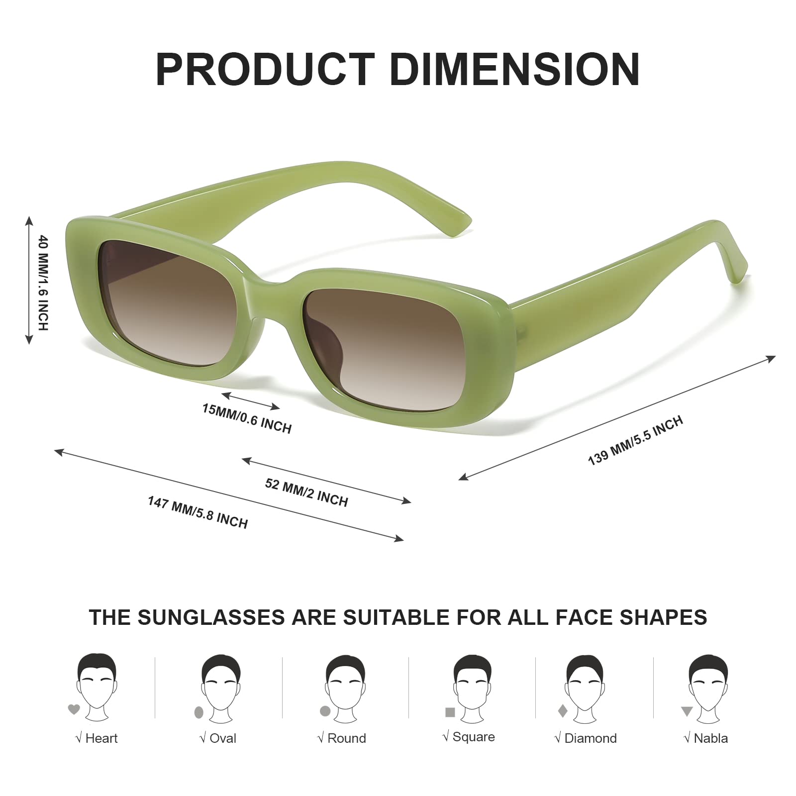 Foto 5 pulgar | Gafas De Sol Jaspin Y2k Rectangle Para Mujer Y Hombre Uv400 Retro - Venta Internacional.