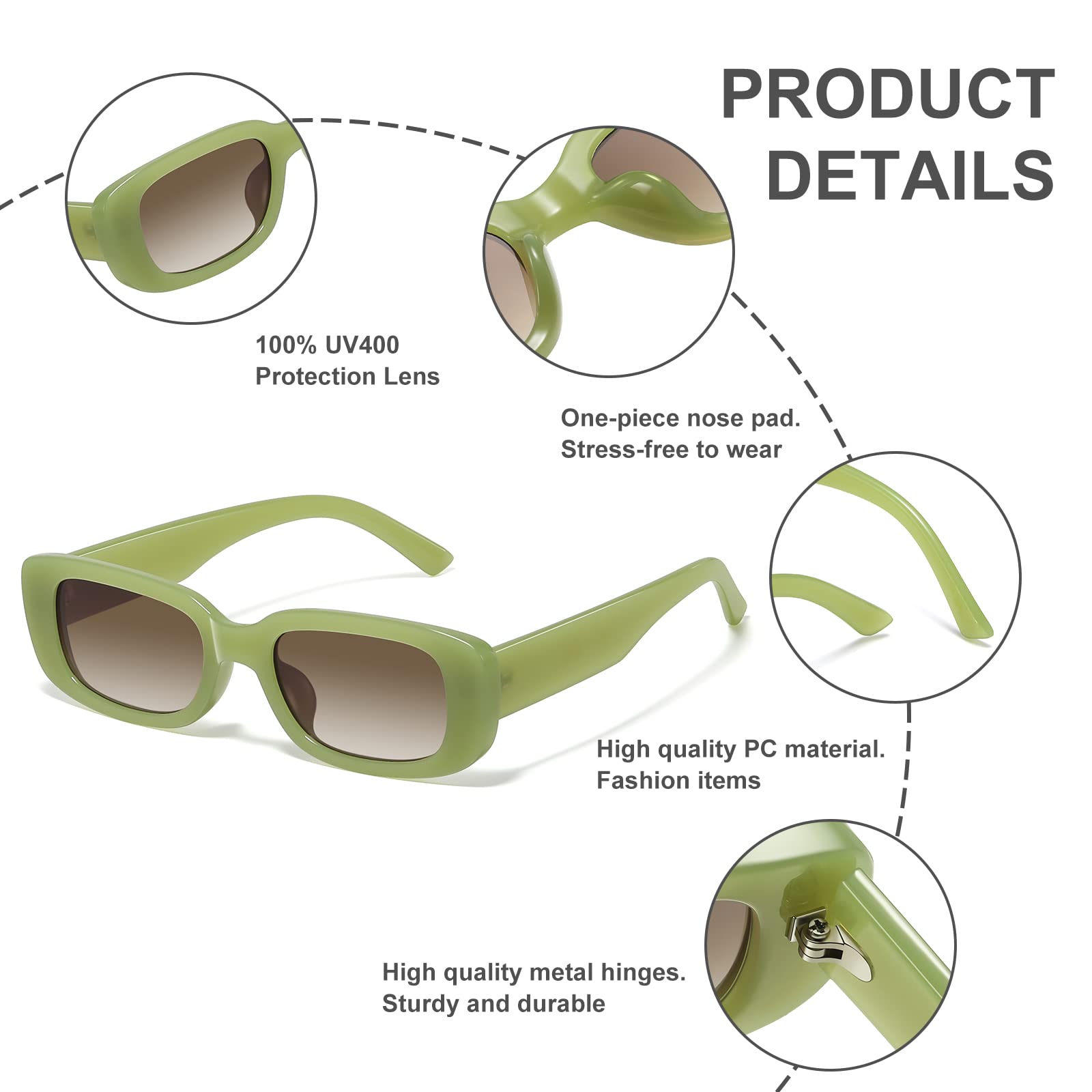Foto 7 pulgar | Gafas De Sol Jaspin Y2k Rectangle Para Mujer Y Hombre Uv400 Retro - Venta Internacional.