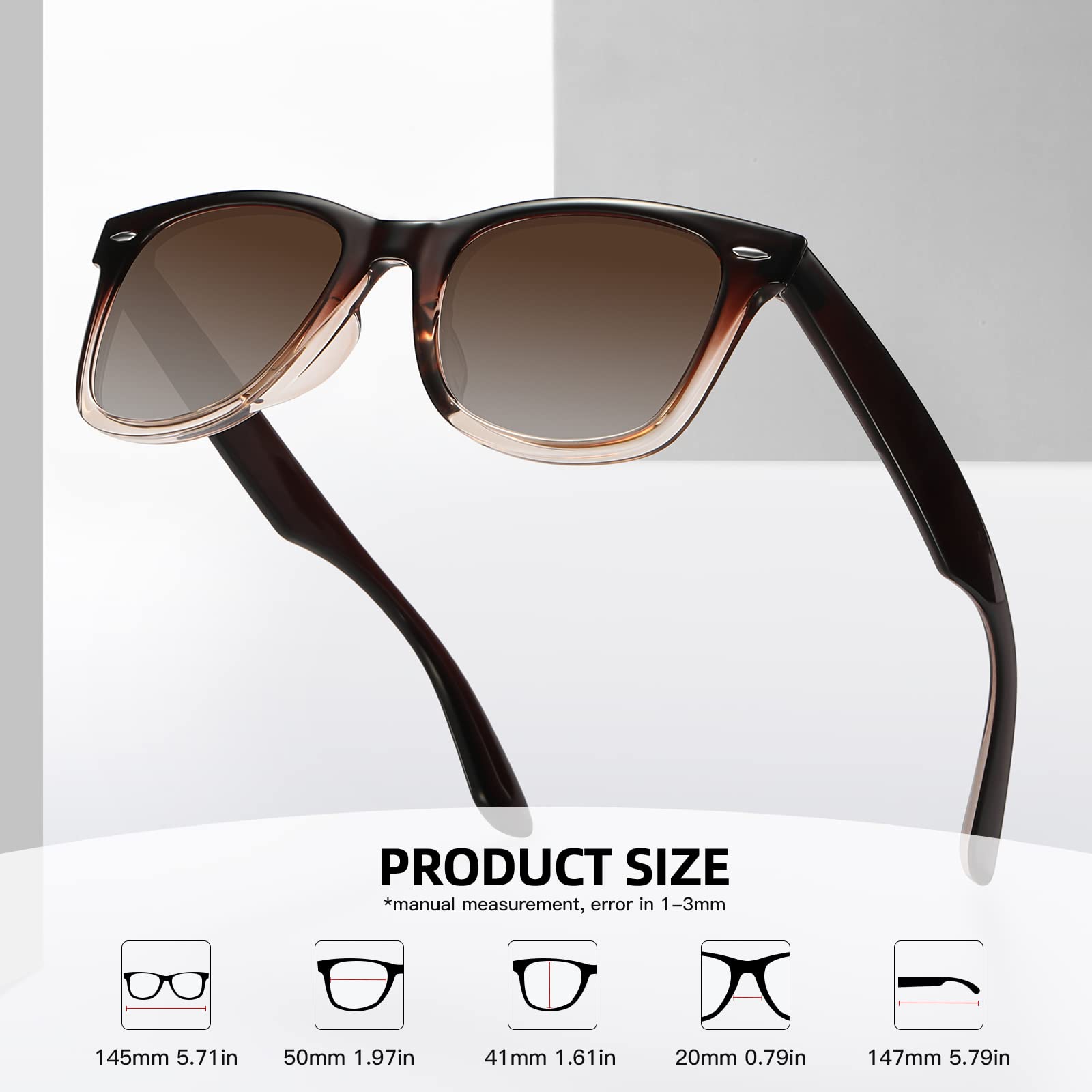 Foto 4 | Gafas De Sol Meetsun Classic Retro Cuadradas Polarizadas Marrón Mujer - Venta Internacional.