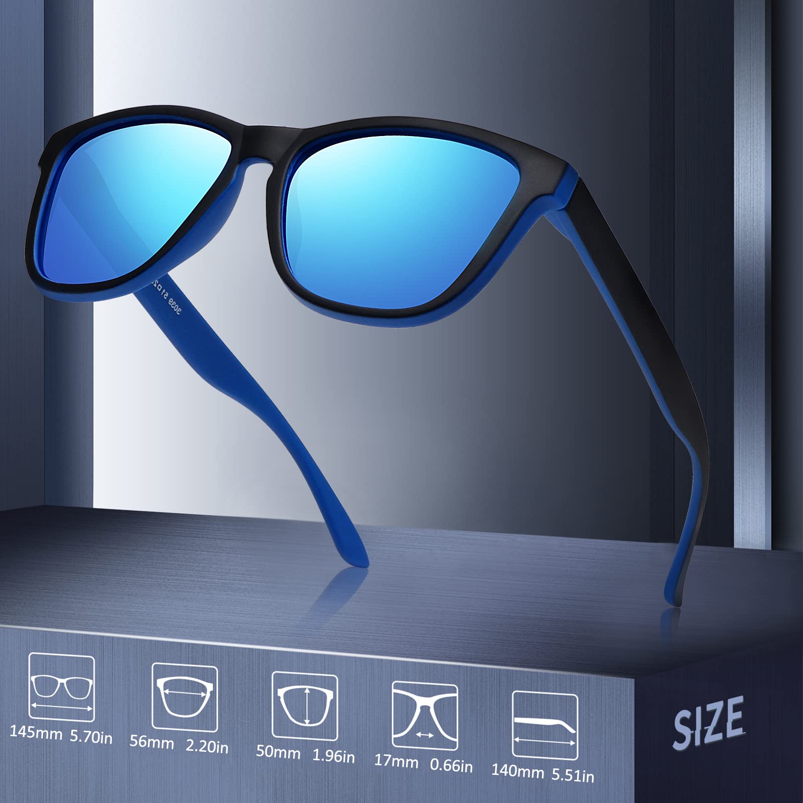 Foto 6 pulgar | Gafas De Sol Meetsun Classic Retro Designer Polarizadas Negro-azul - Venta Internacional.