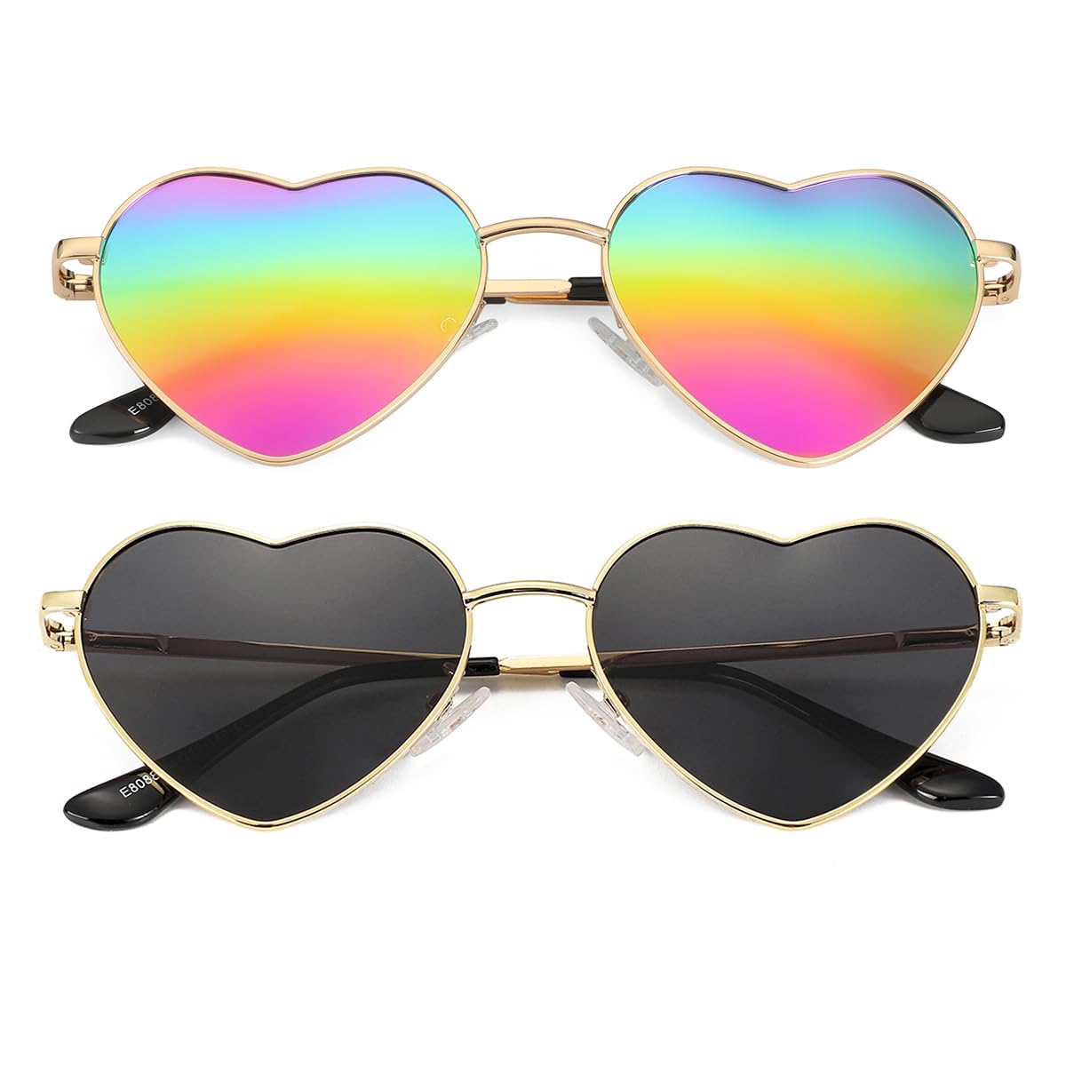 Foto 2 pulgar | Gafas De Sol Jovakit Polarized Heart Para Mujer Con Montura Dorada - Venta Internacional.