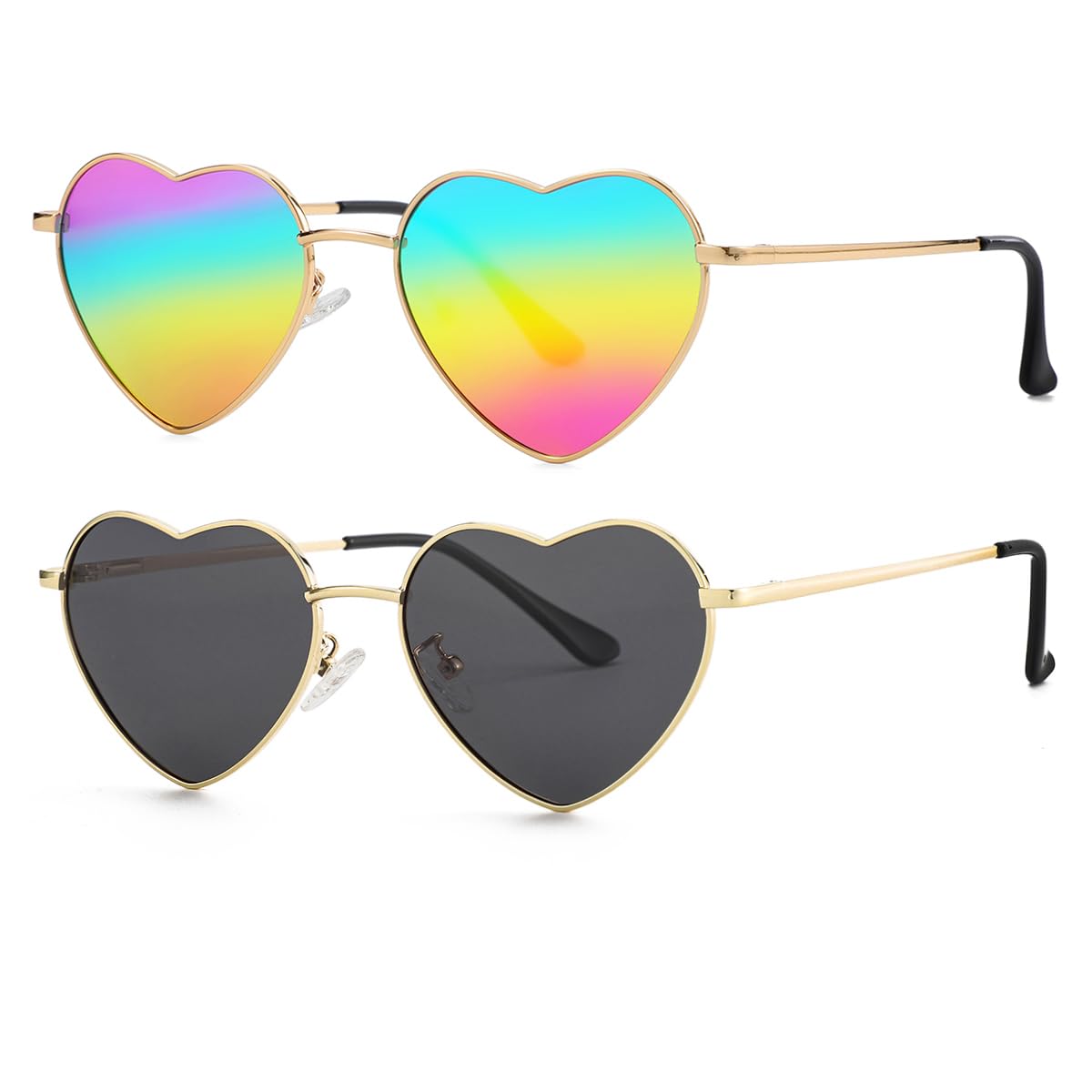 Foto 3 pulgar | Gafas De Sol Jovakit Polarized Heart Para Mujer Con Montura Dorada - Venta Internacional.