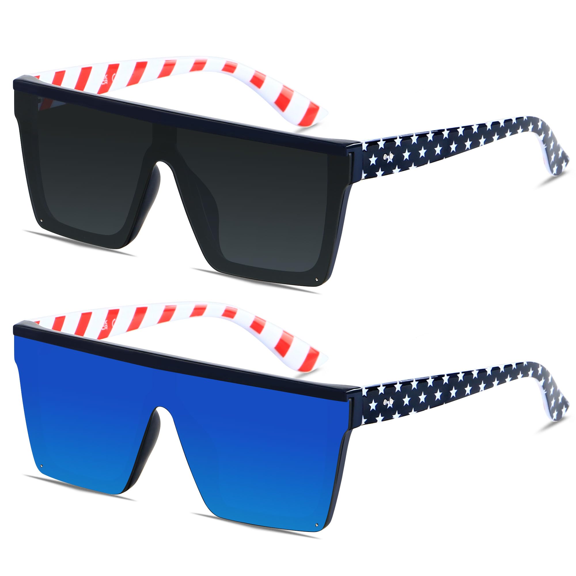 Foto 2 pulgar | Gafas De Sol Lyzoit Cuadradas Con Bandera Americana  De Gran Tamaño  Uv400  Para Mujeres Y Hombres - Venta Internacion