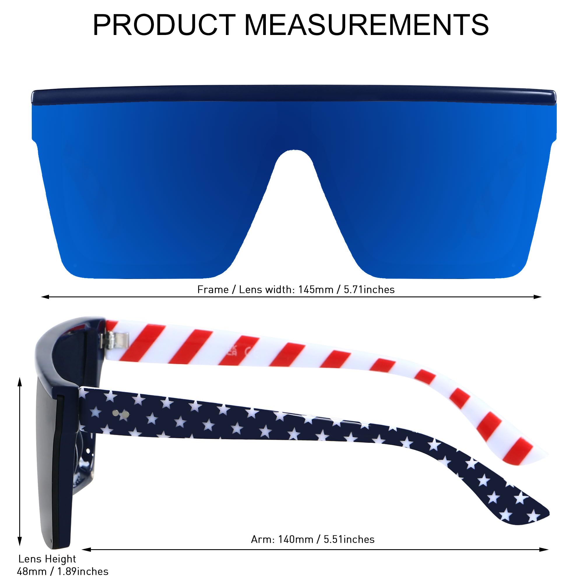 Foto 4 | Gafas De Sol Lyzoit Cuadradas Con Bandera Americana  De Gran Tamaño  Uv400  Para Mujeres Y Hombres - Venta Internacion