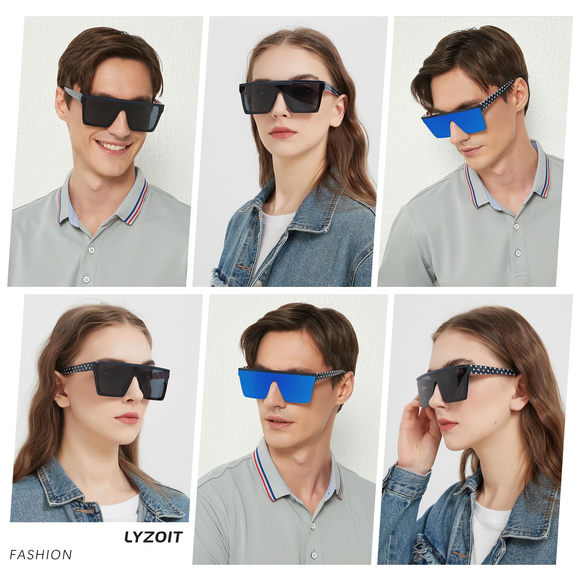 Foto 6 pulgar | Gafas De Sol Lyzoit Cuadradas Con Bandera Americana  De Gran Tamaño  Uv400  Para Mujeres Y Hombres - Venta Internacion