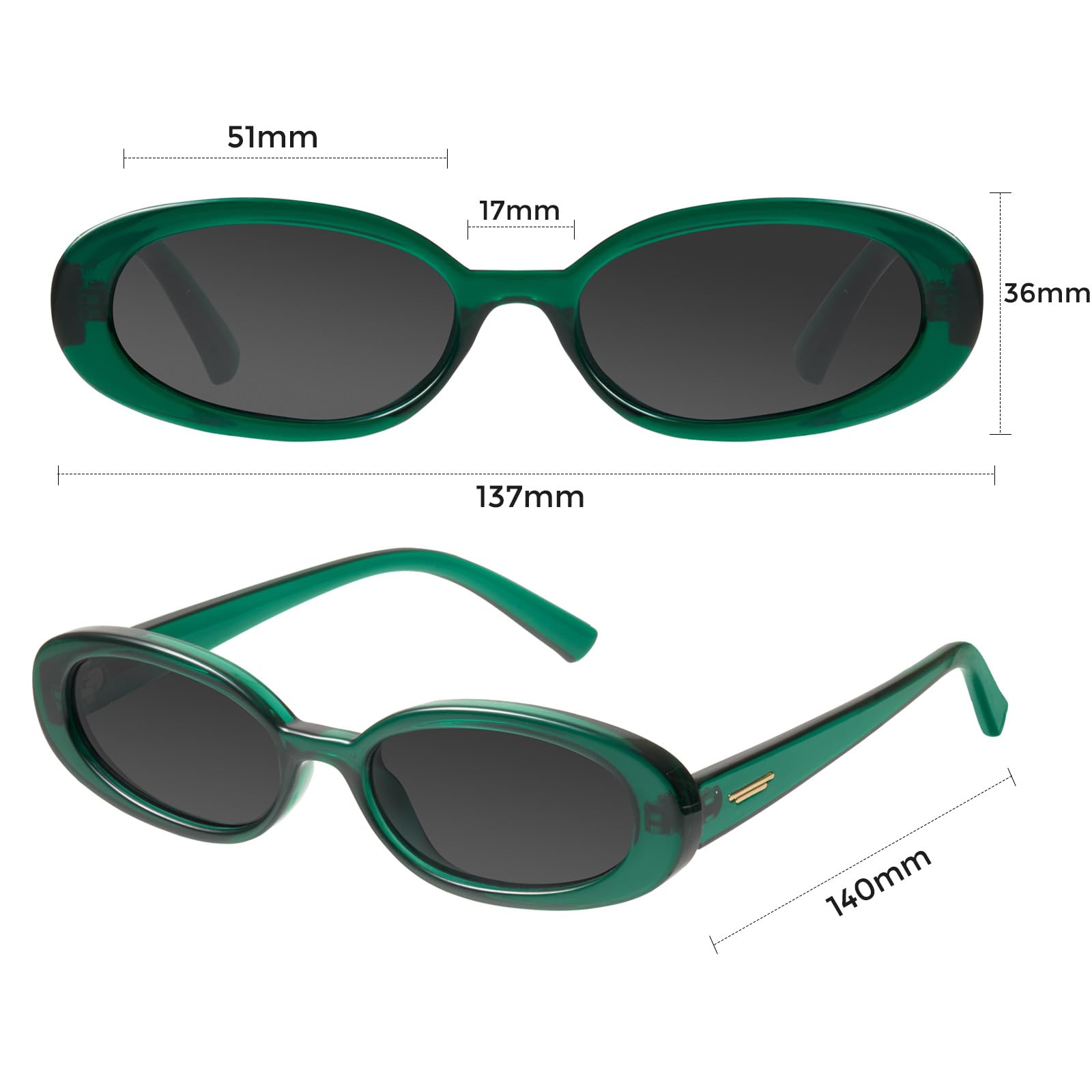 Foto 7 pulgar | Gafas De Sol Mosanana Retro Oval Green Para Mujer Ms52360 - Venta Internacional.