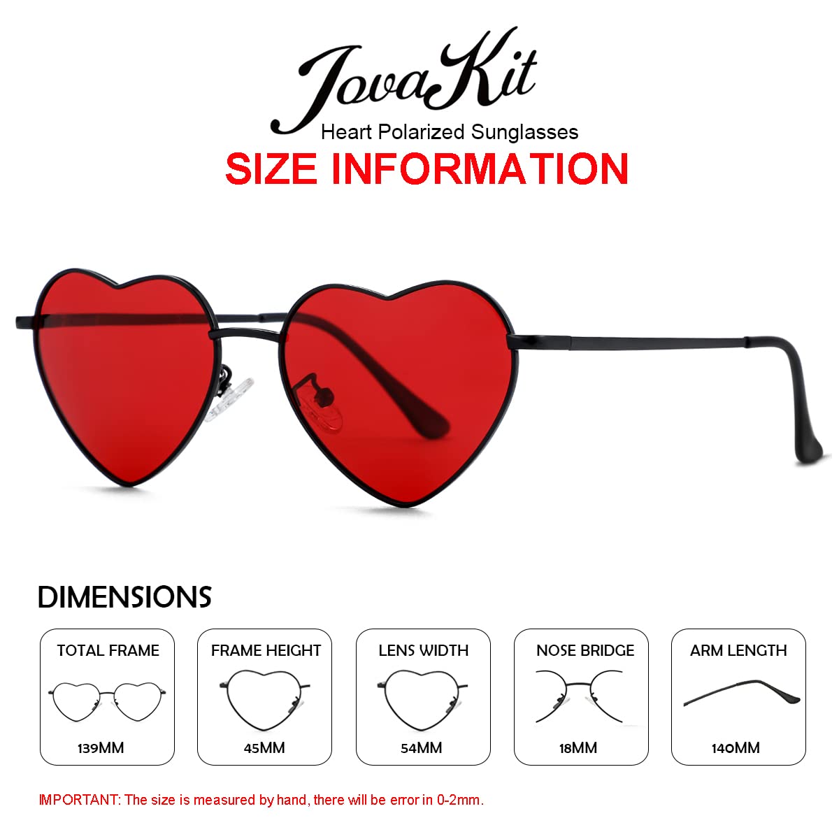 Foto 4 pulgar | Gafas De Sol Jovakit Polarized Heart Para Mujer Negro/rojo - Venta Internacional.