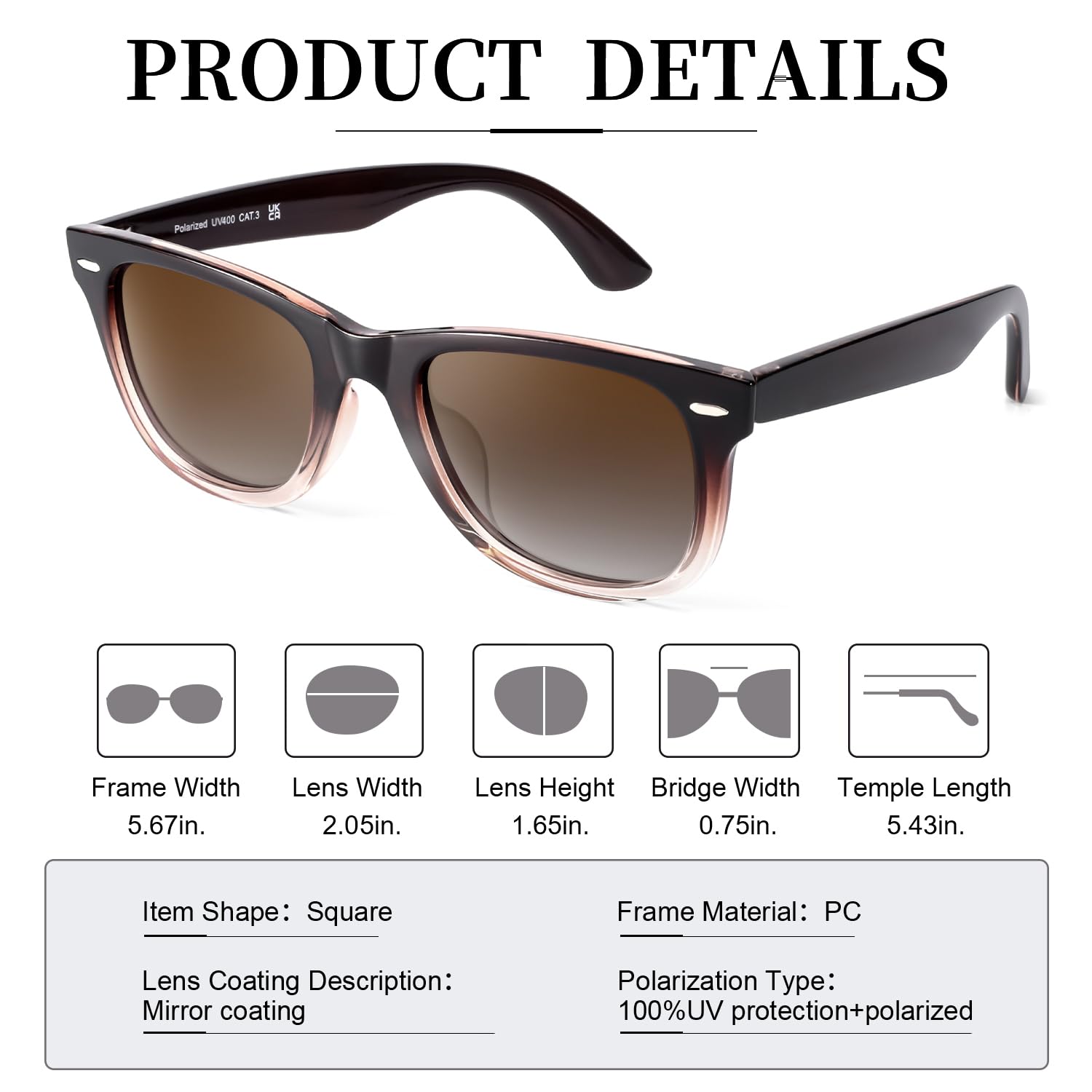 Foto 6 | Gafas De Sol Myiaur Classic Para Mujer Polarizadas Con Protección Uv400 - Venta Internacional.