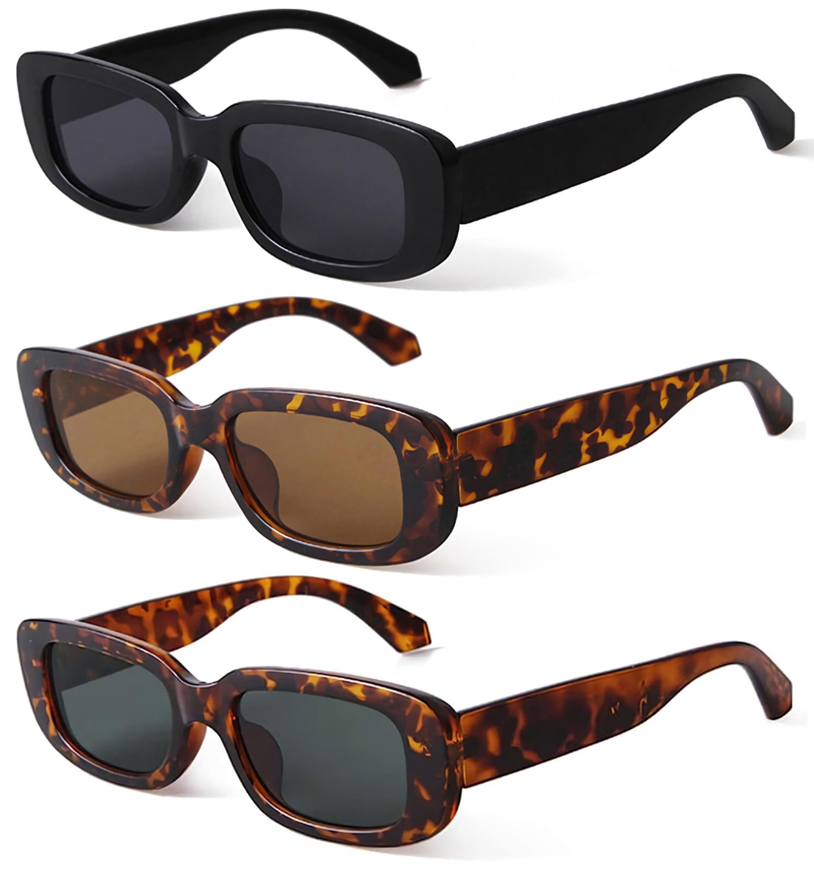 Foto 2 pulgar | Gafas De Sol Kuguaok  Retro  Rectangulares  Con Protección Uv400  Paquete De 3 - Venta Internacional.