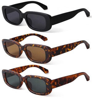 Foto 1 | Gafas De Sol Kuguaok Retro Rectangulares Con Protección Uv400 Paquete De 3 - Venta Internacional.