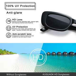 Foto 4 | Gafas De Sol Kuguaok Retro Rectangulares Con Protección Uv400 Paquete De 3 - Venta Internacional.