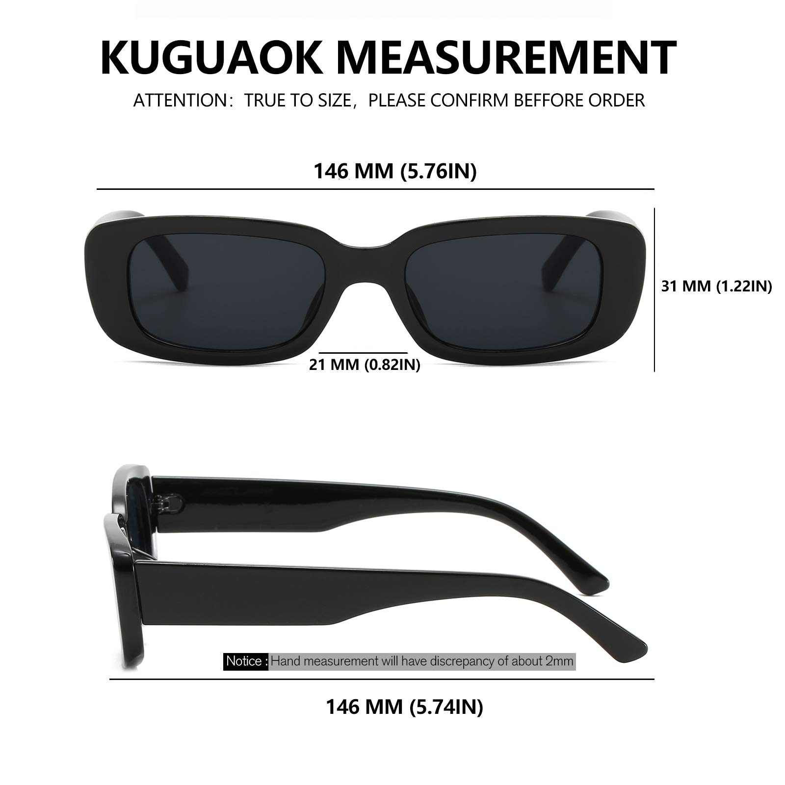 Foto 8 pulgar | Gafas De Sol Kuguaok  Retro  Rectangulares  Con Protección Uv400  Paquete De 3 - Venta Internacional.