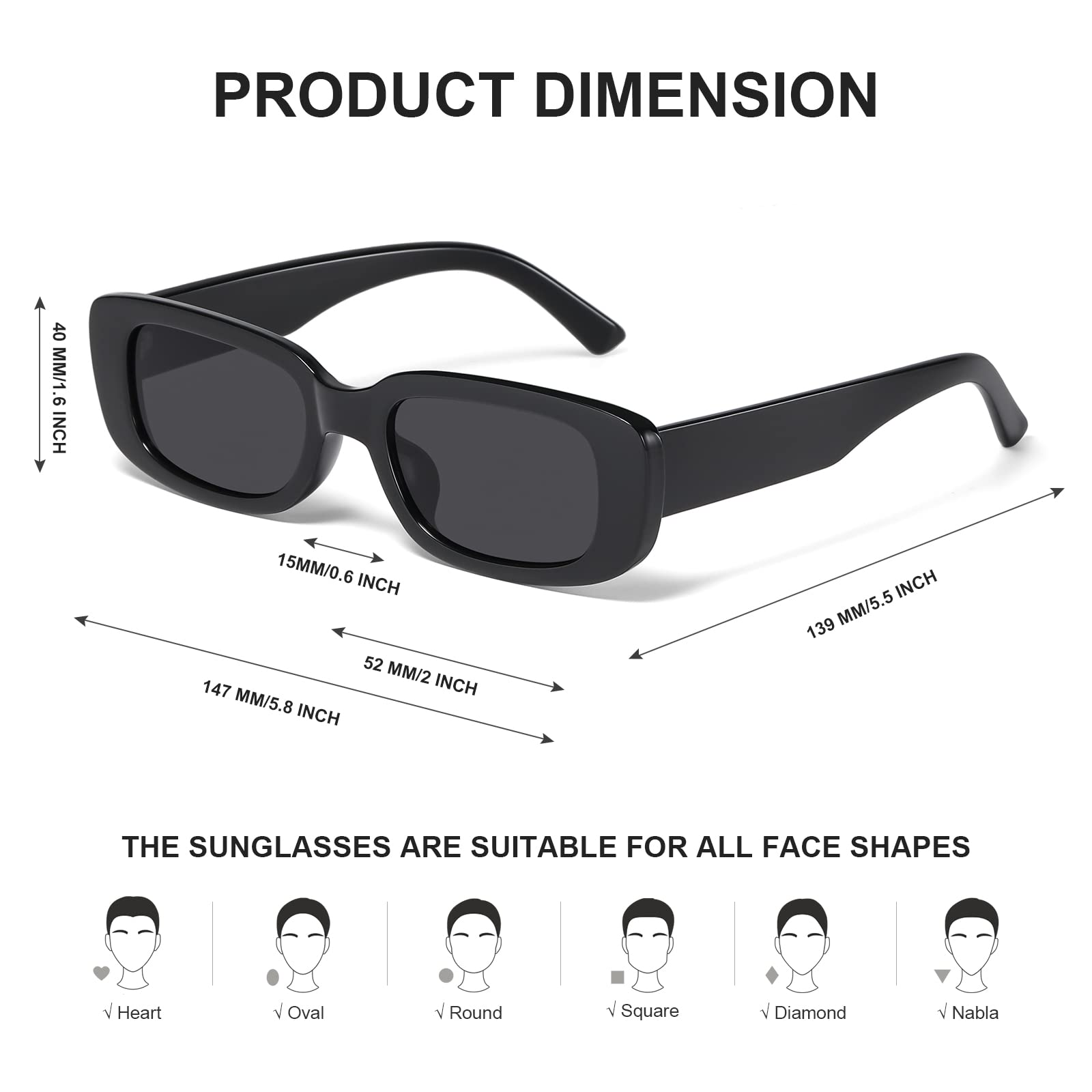 Foto 5 pulgar | Gafas De Sol Jaspin Y2k Rectangulares Uv400 Para Mujeres Y Hombres - Venta Internacional.