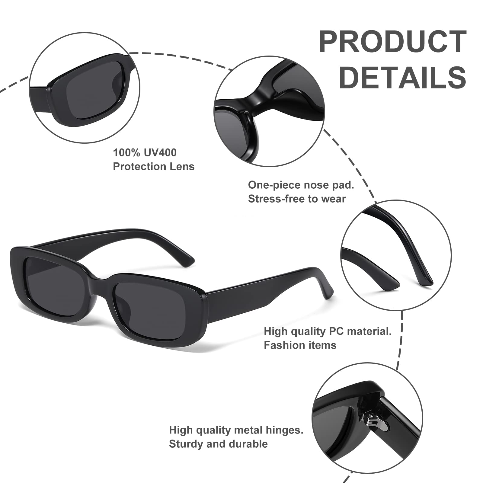 Foto 7 pulgar | Gafas De Sol Jaspin Y2k Rectangulares Uv400 Para Mujeres Y Hombres - Venta Internacional.