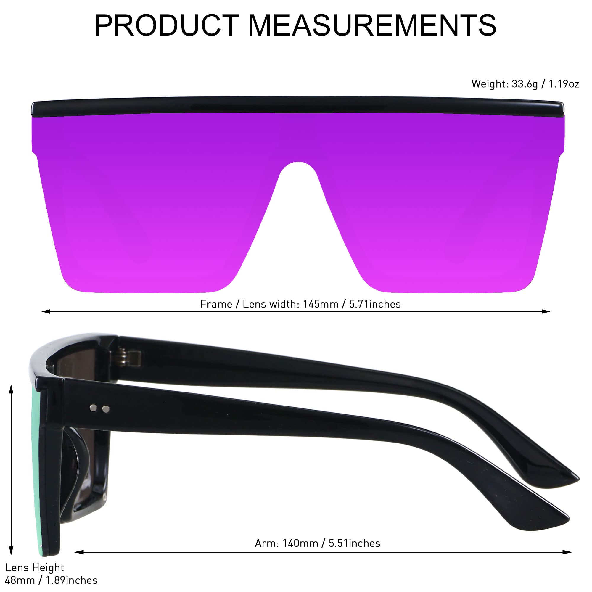 Foto 5 pulgar | Gafas De Sol Lyzoit Cuadradas De Gran Tamaño Para Mujer Y Hombre Uv400 Morado - Venta Internacional.