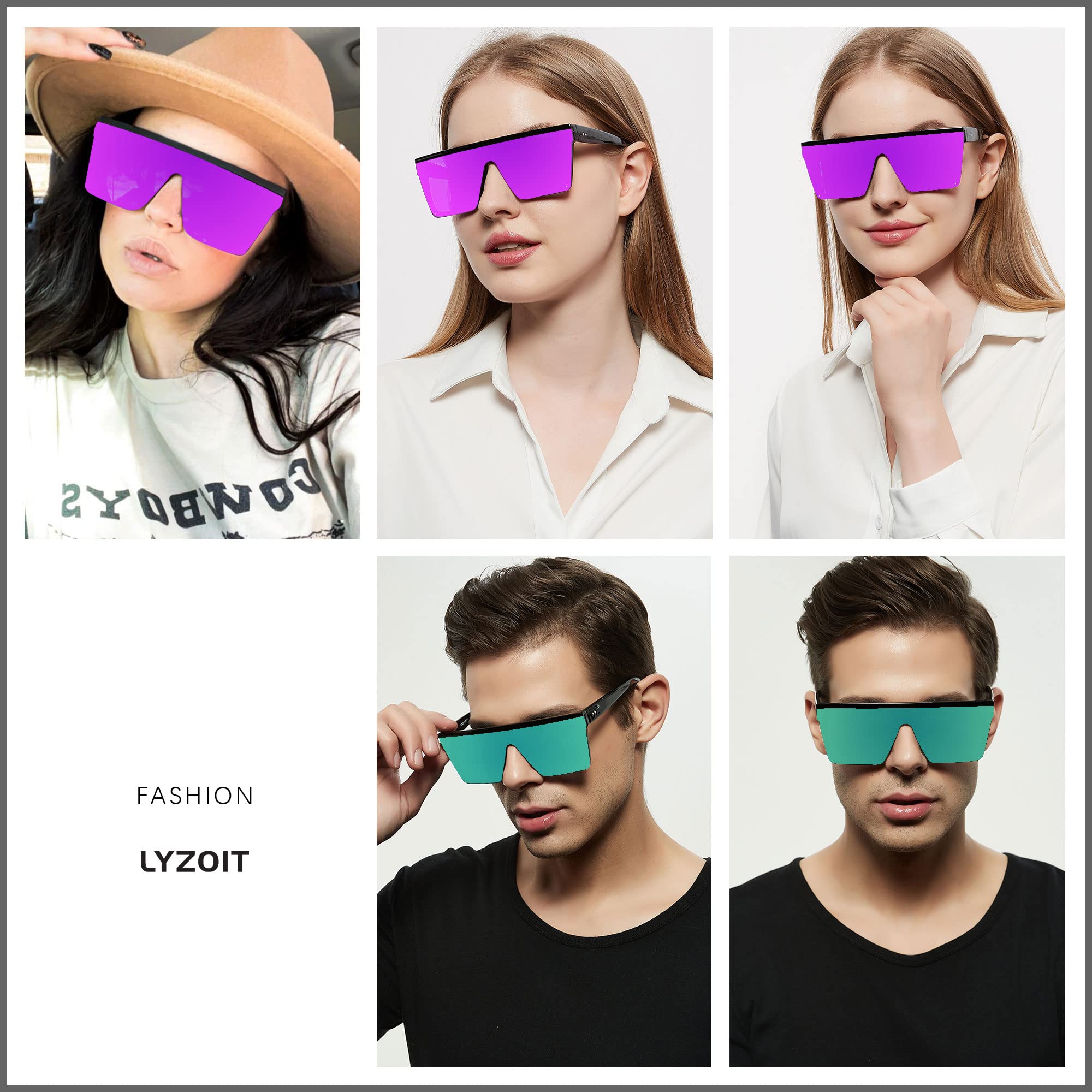 Foto 6 pulgar | Gafas De Sol Lyzoit Cuadradas De Gran Tamaño Para Mujer Y Hombre Uv400 Morado - Venta Internacional.