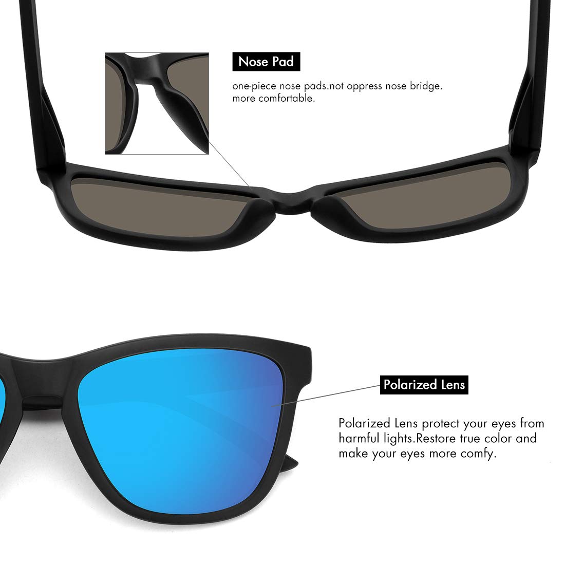 Foto 6 pulgar | Gafas De Sol Meetsun Classic Retro Uv400 Polarizadas Negro/azul - Venta Internacional.