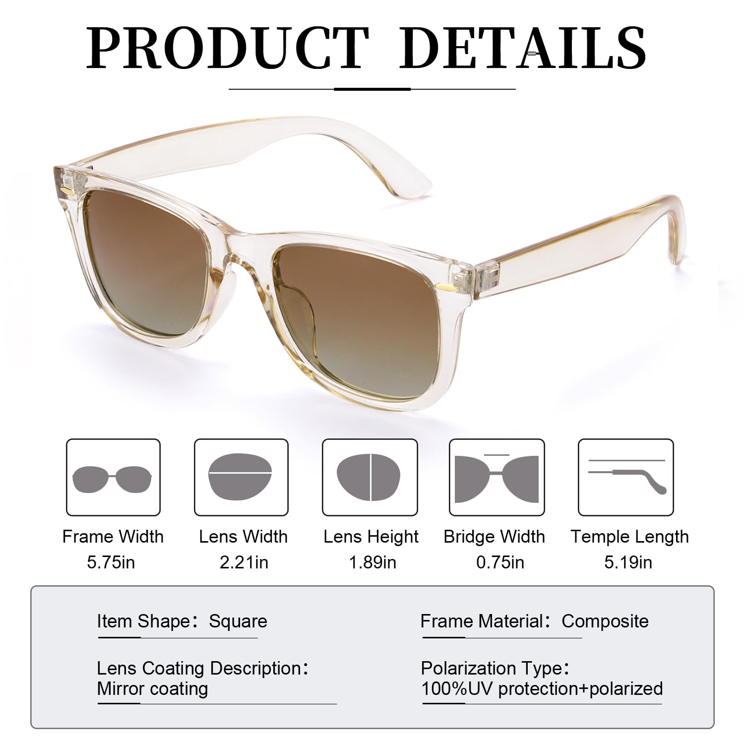 Foto 7 pulgar | Gafas De Sol Myiaur Classic Para Mujer Polarizadas Con Protección Uv400 - Venta Internacional.
