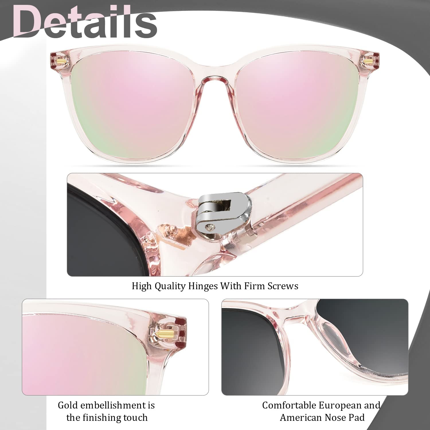 Foto 4 | Gafas De Sol Myiaur Polarizadas Cuadradas Con Espejo Para Mujer - Venta Internacional.