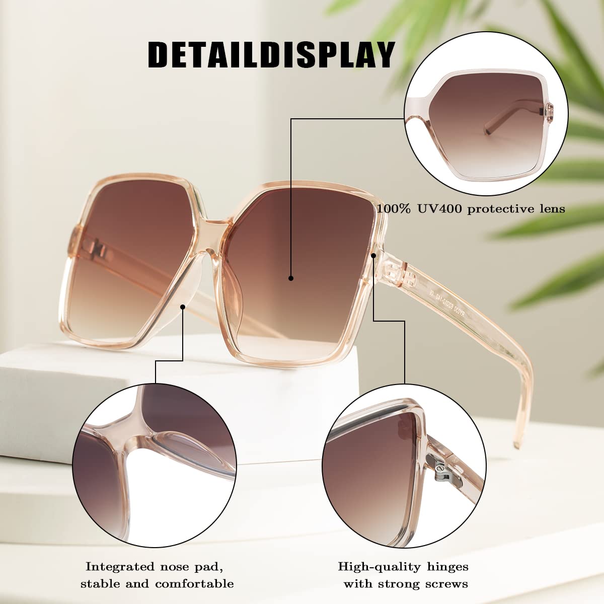 Foto 5 pulgar | Gafas De Sol Dollger Oversized Square 100% Uv400 Polarizadas - Venta Internacional.