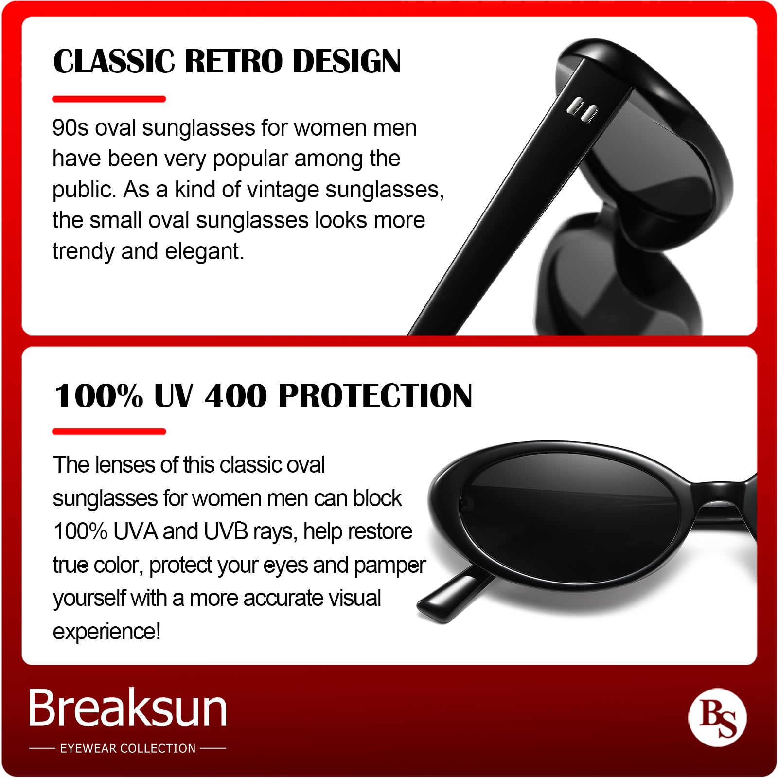 Foto 6 pulgar | Gafas De Sol Breaksun Retro Oval 90s Vintage Para Mujer Y Hombre - Venta Internacional.