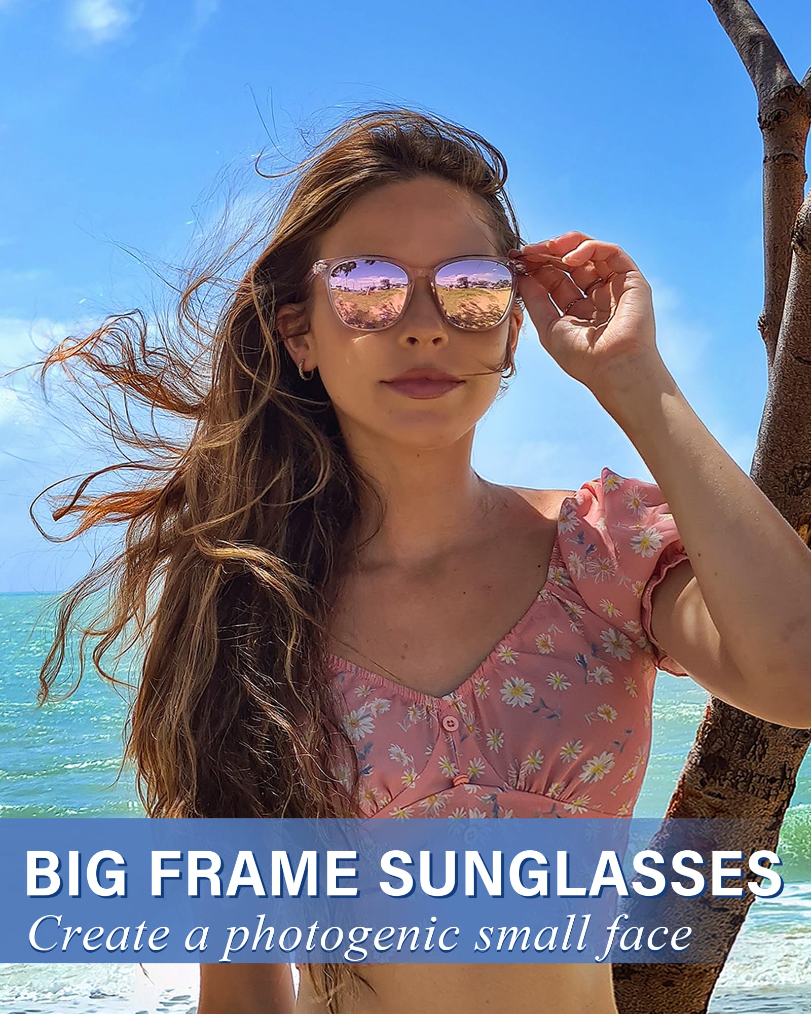 Foto 3 pulgar | Gafas De Sol Myiaur Polarizadas Cuadradas Con Espejo Para Mujer - Venta Internacional.