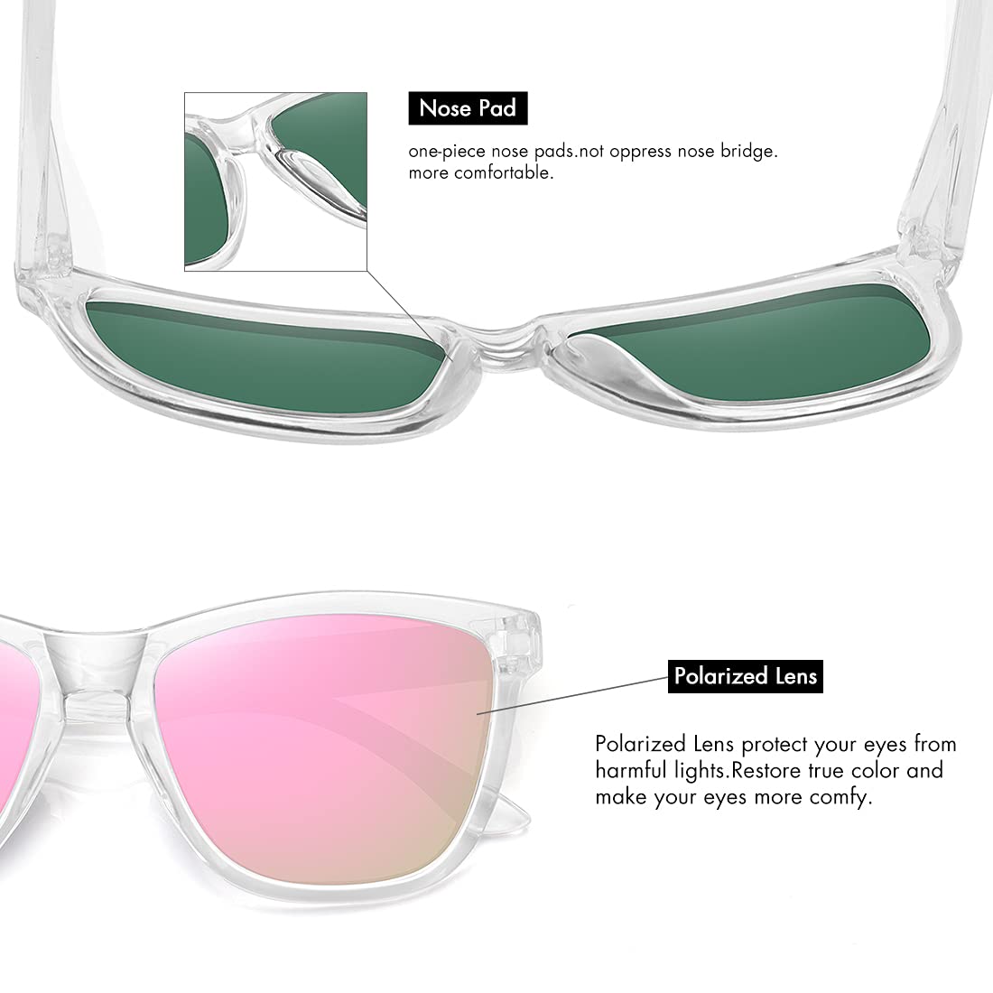 Foto 6 pulgar | Gafas De Sol Meetsun Classic Retro Style Uv400 Polarizadas Rosa - Venta Internacional.