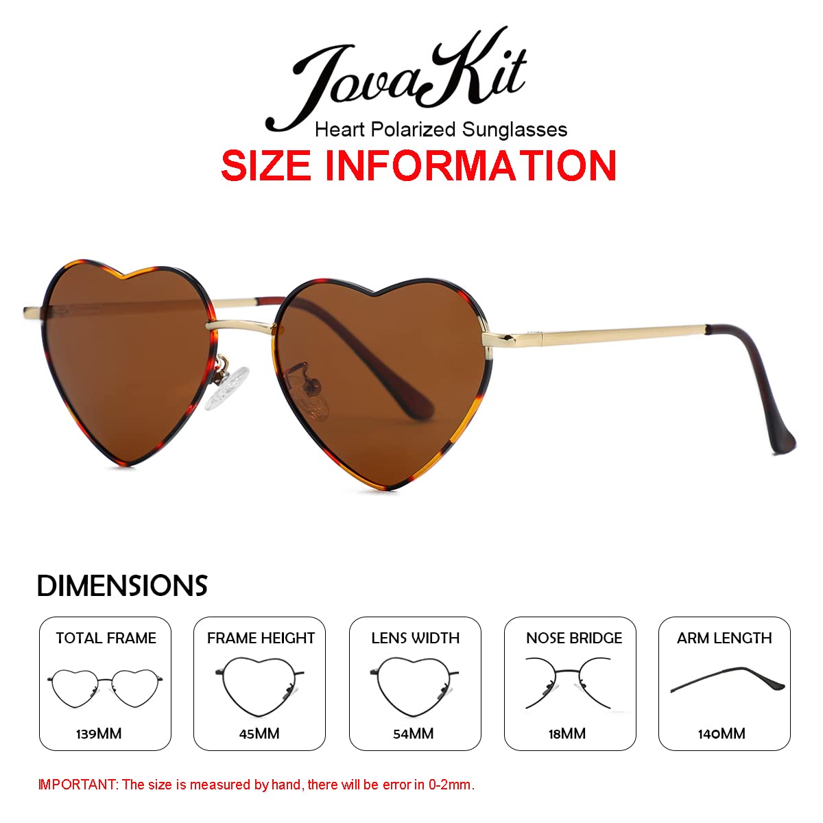Foto 4 pulgar | Gafas De Sol Jovakit Polarized Heart Para Mujer En Forma De Tortuga Y Marrón - Venta Internacional.