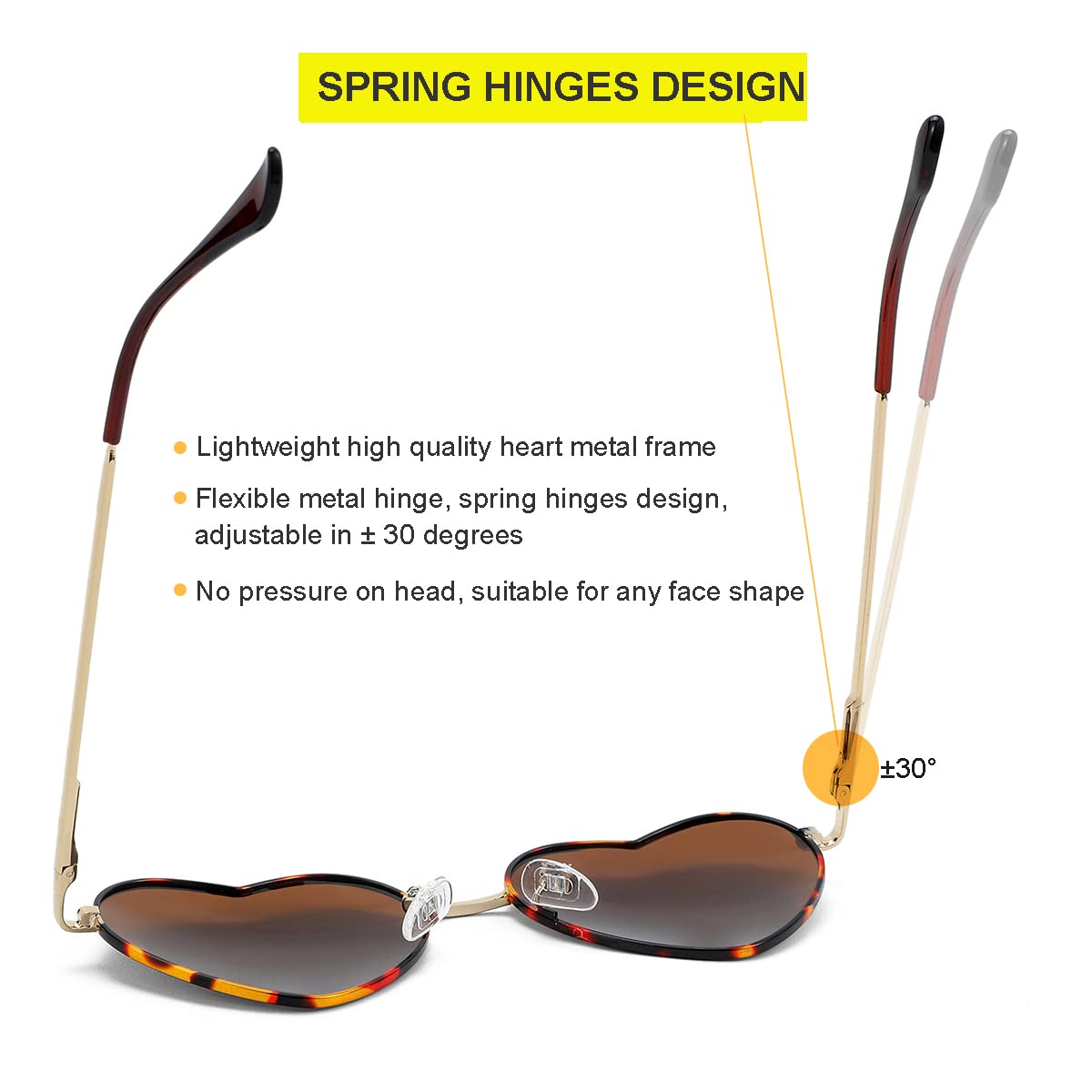 Foto 6 pulgar | Gafas De Sol Jovakit Polarized Heart Para Mujer En Forma De Tortuga Y Marrón - Venta Internacional.