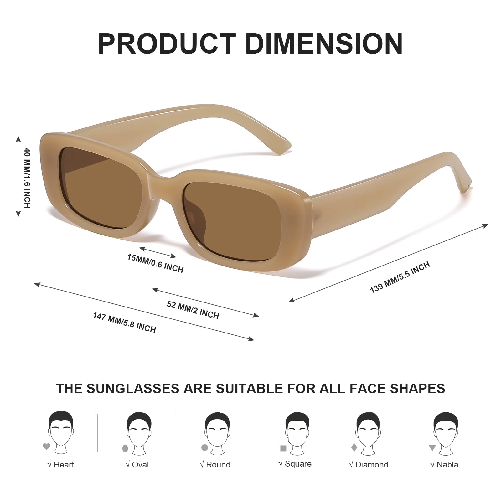 Foto 5 pulgar | Gafas De Sol Jaspin Y2k Rectangulares Uv400 Para Mujeres Y Hombres - Venta Internacional.