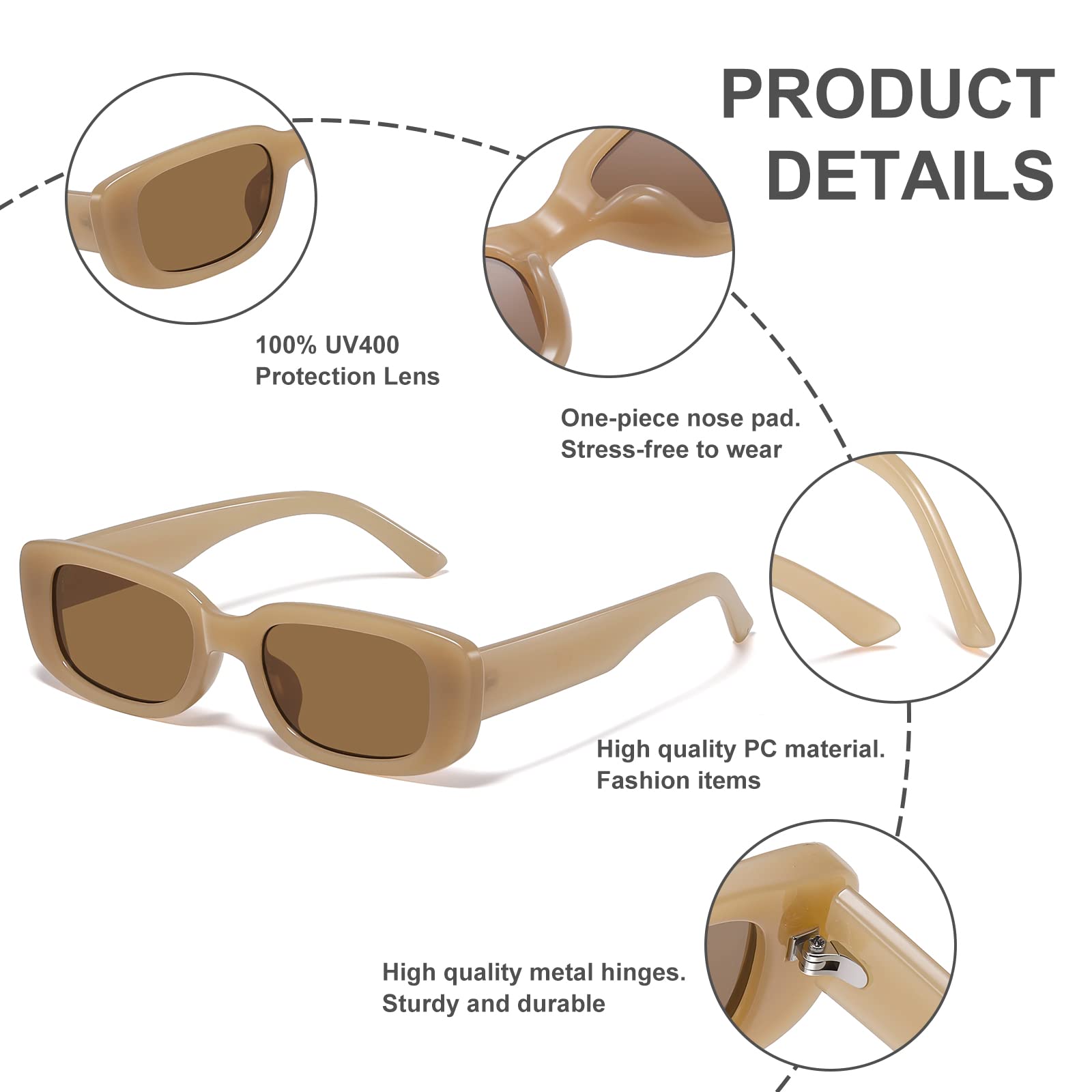Foto 7 pulgar | Gafas De Sol Jaspin Y2k Rectangulares Uv400 Para Mujeres Y Hombres - Venta Internacional.