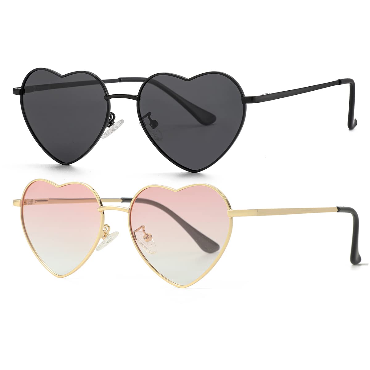 Foto 2 | Gafas De Sol Jovakit Polarized Heart Para Mujer Negro/gris+dorado - Venta Internacional.