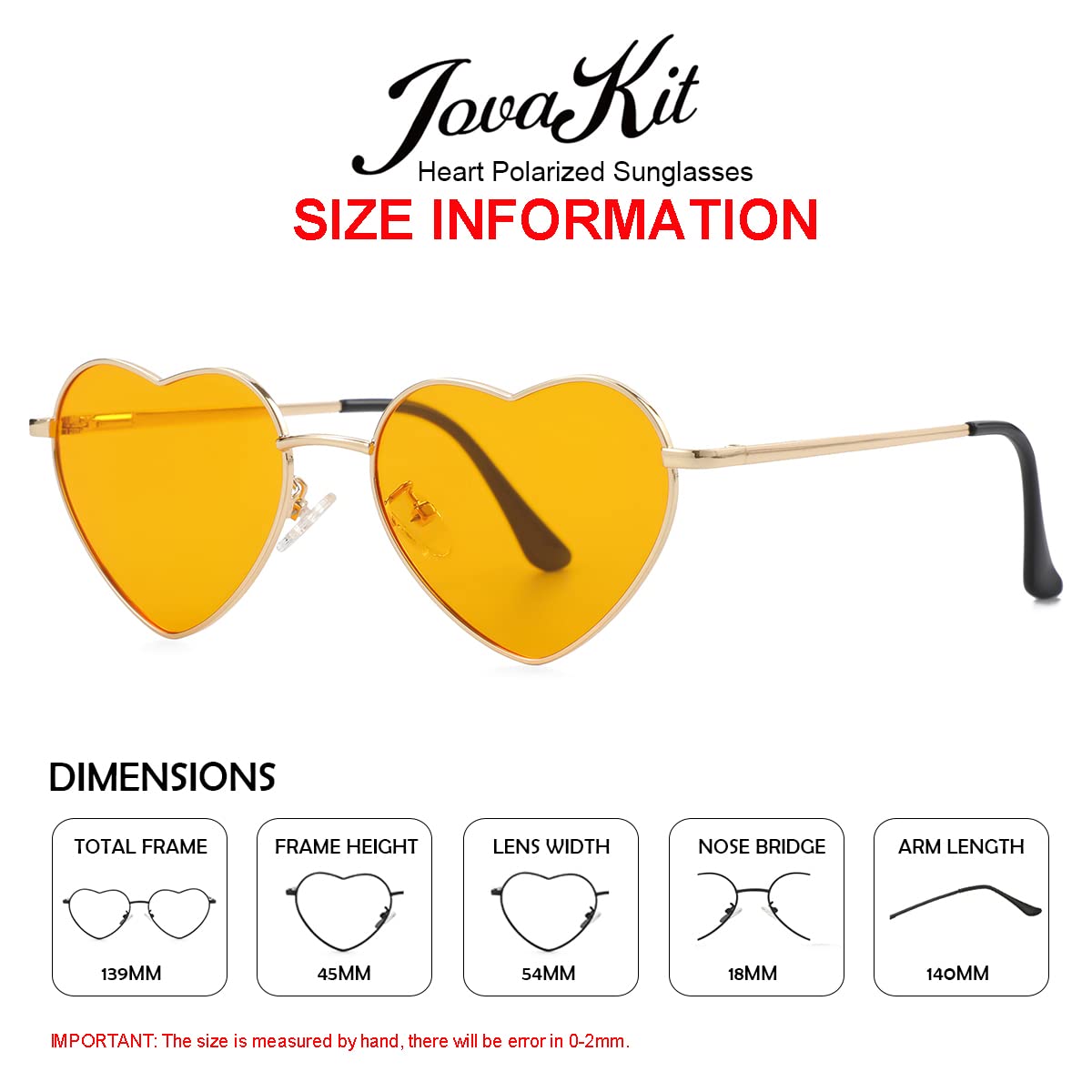 Foto 3 | Gafas De Sol Jovakit Polarized Heart Para Mujer Dorado/naranja - Venta Internacional.