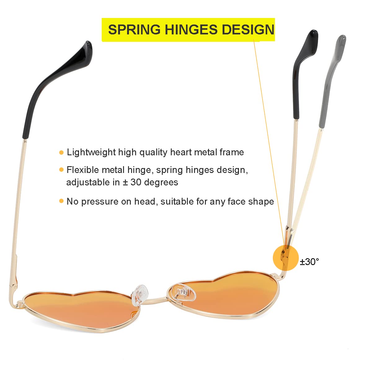 Foto 5 | Gafas De Sol Jovakit Polarized Heart Para Mujer Dorado/naranja - Venta Internacional.