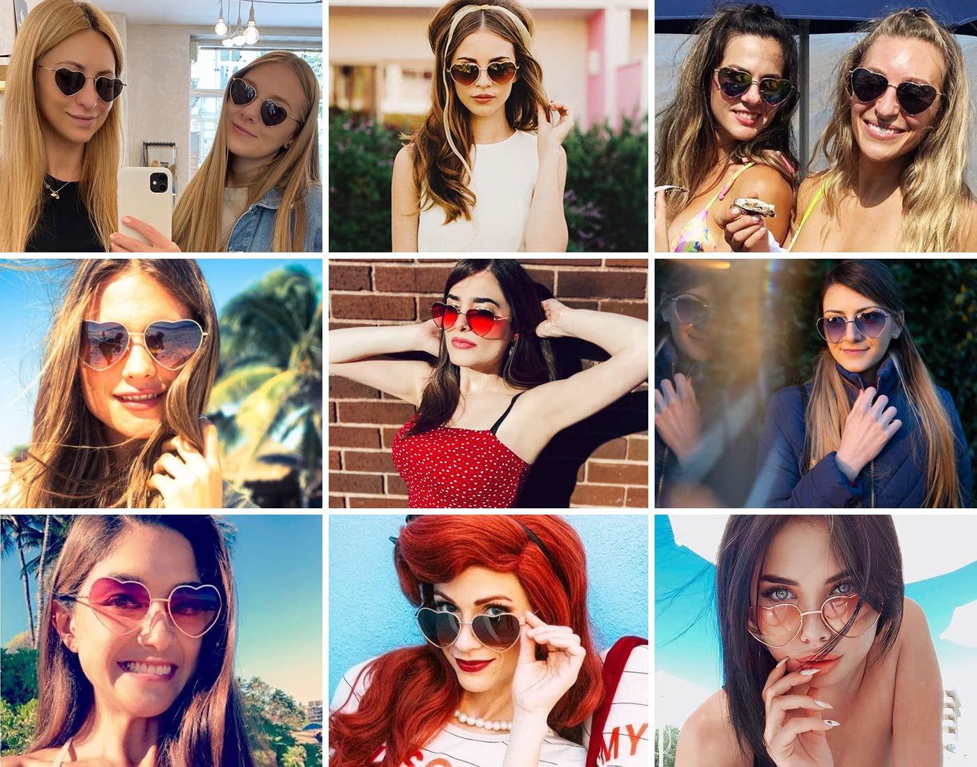 Foto 7 pulgar | Gafas De Sol Jovakit Polarized Heart Para Mujer Dorado/naranja - Venta Internacional.