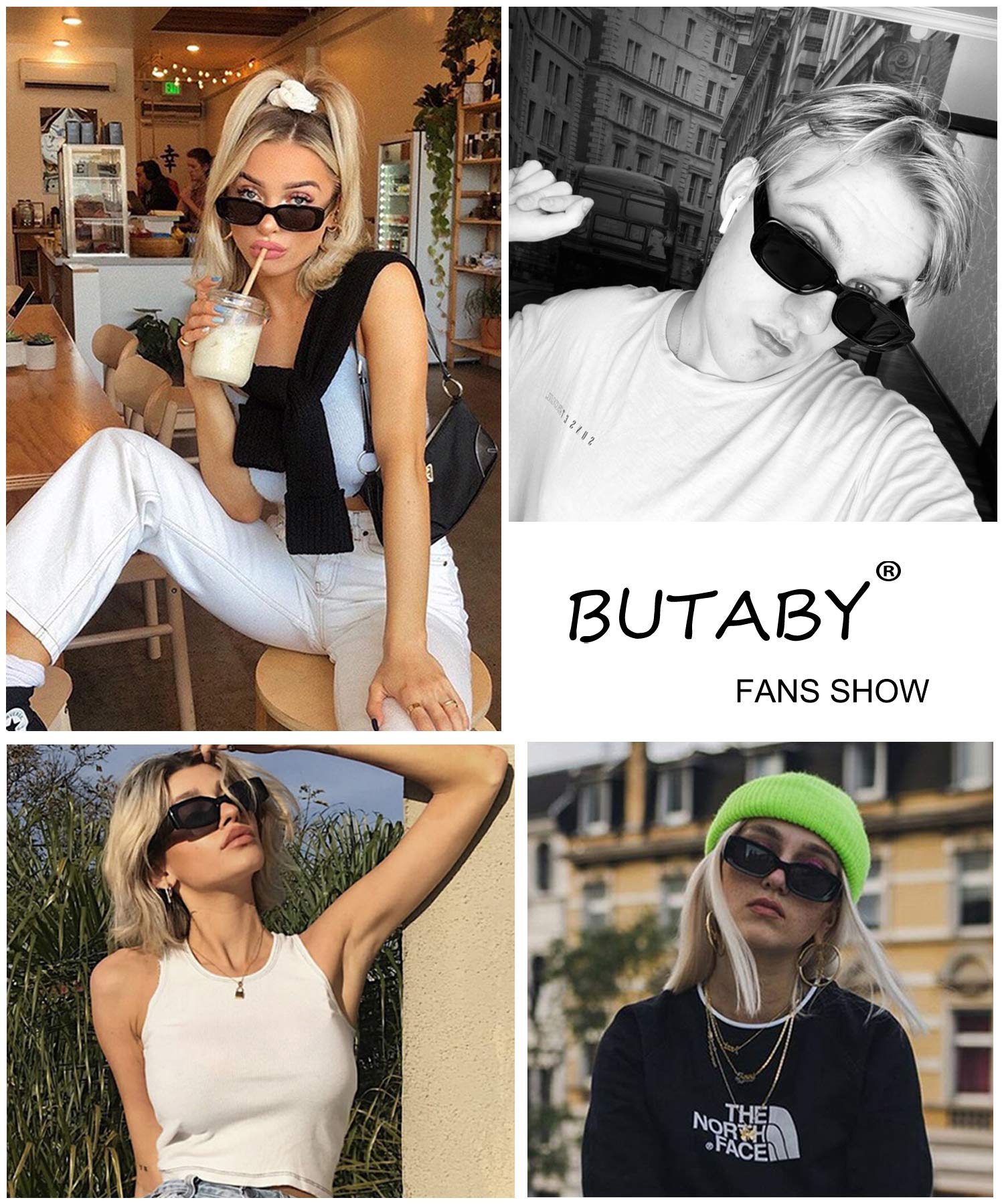 Foto 6 pulgar | Gafas De Sol Butaby Rectangle Retro Driving Uv400 Para Mujer  Color Negro - Venta Internacional.