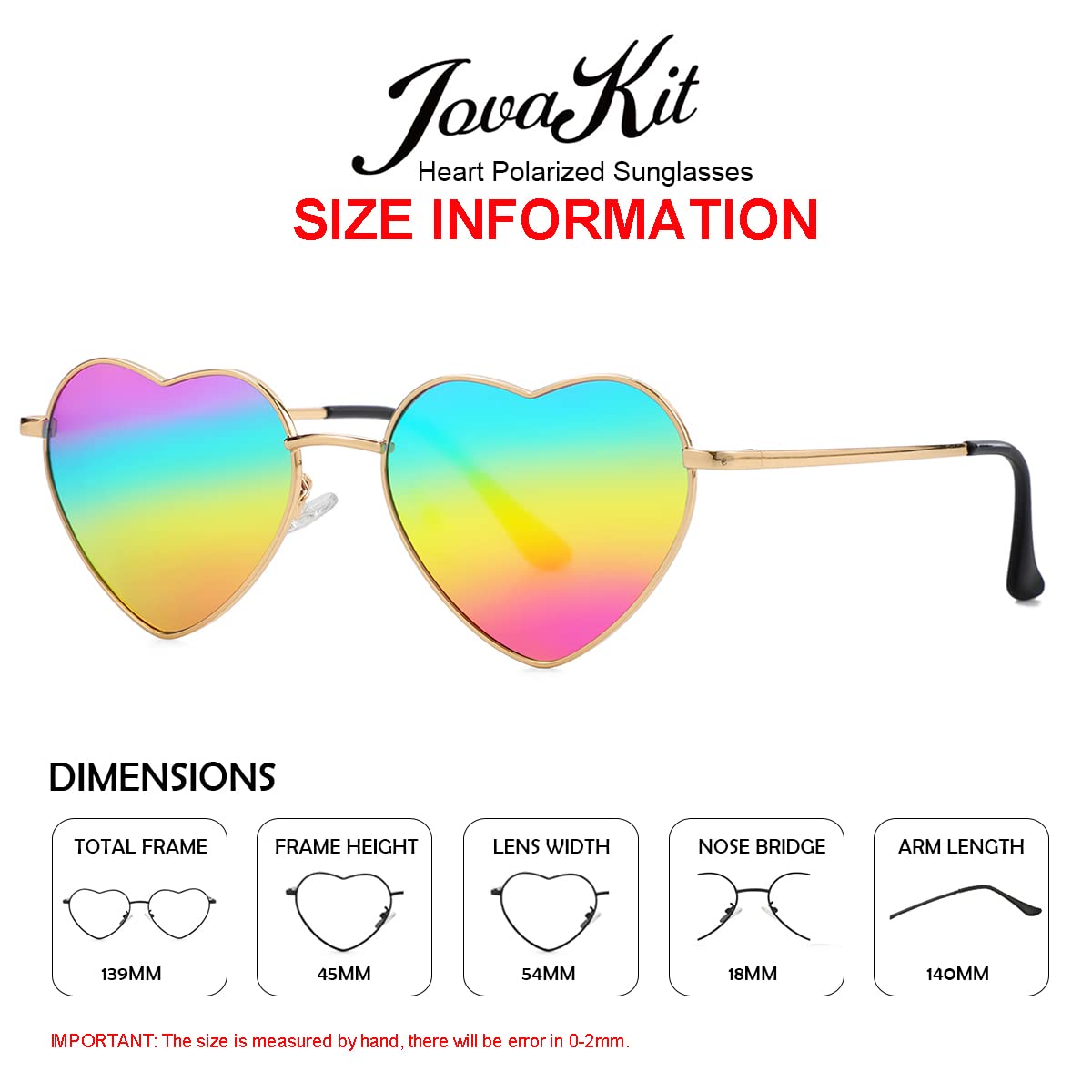 Foto 4 pulgar | Gafas De Sol Jovakit Polarized Heart Para Mujer Con Montura Dorada - Venta Internacional.