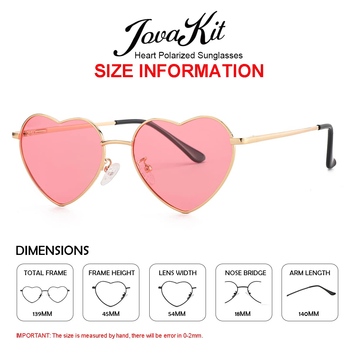 Foto 4 pulgar | Gafas De Sol Jovakit Polarized Heart Para Mujer Dorado/rosa - Venta Internacional.