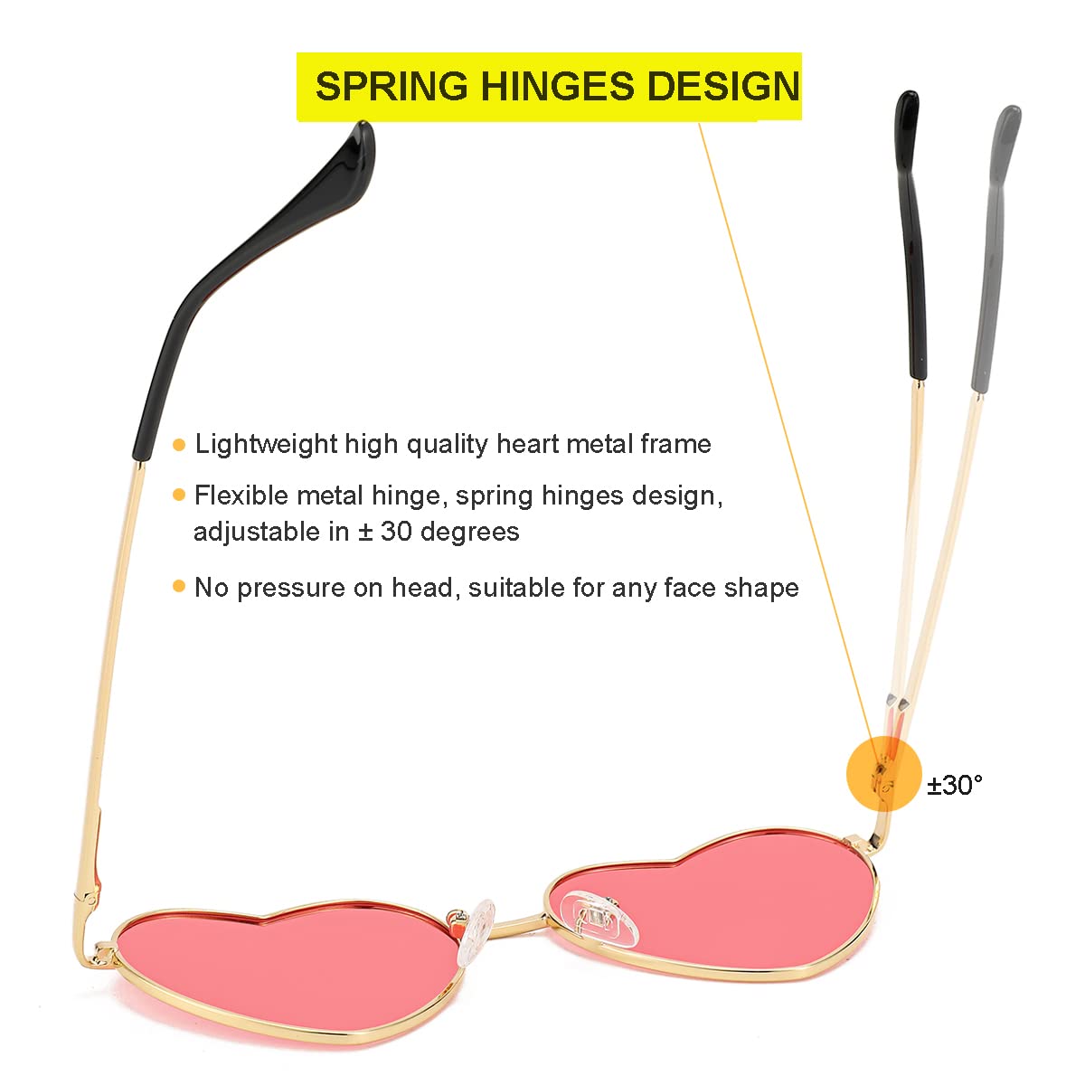 Foto 6 | Gafas De Sol Jovakit Polarized Heart Para Mujer Dorado/rosa - Venta Internacional.