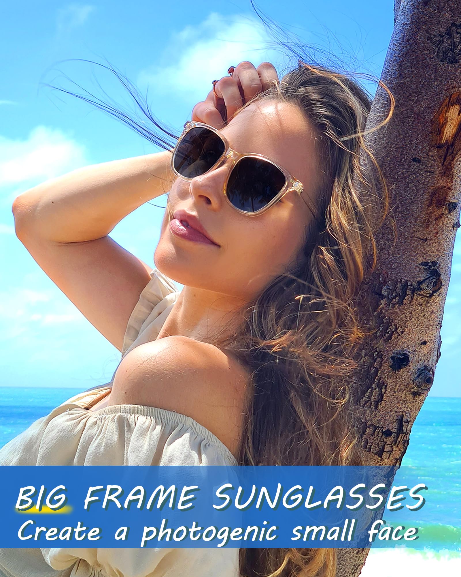 Foto 2 | Gafas De Sol Myiaur Polarizadas Cuadradas Con Espejo Para Mujer - Venta Internacional.