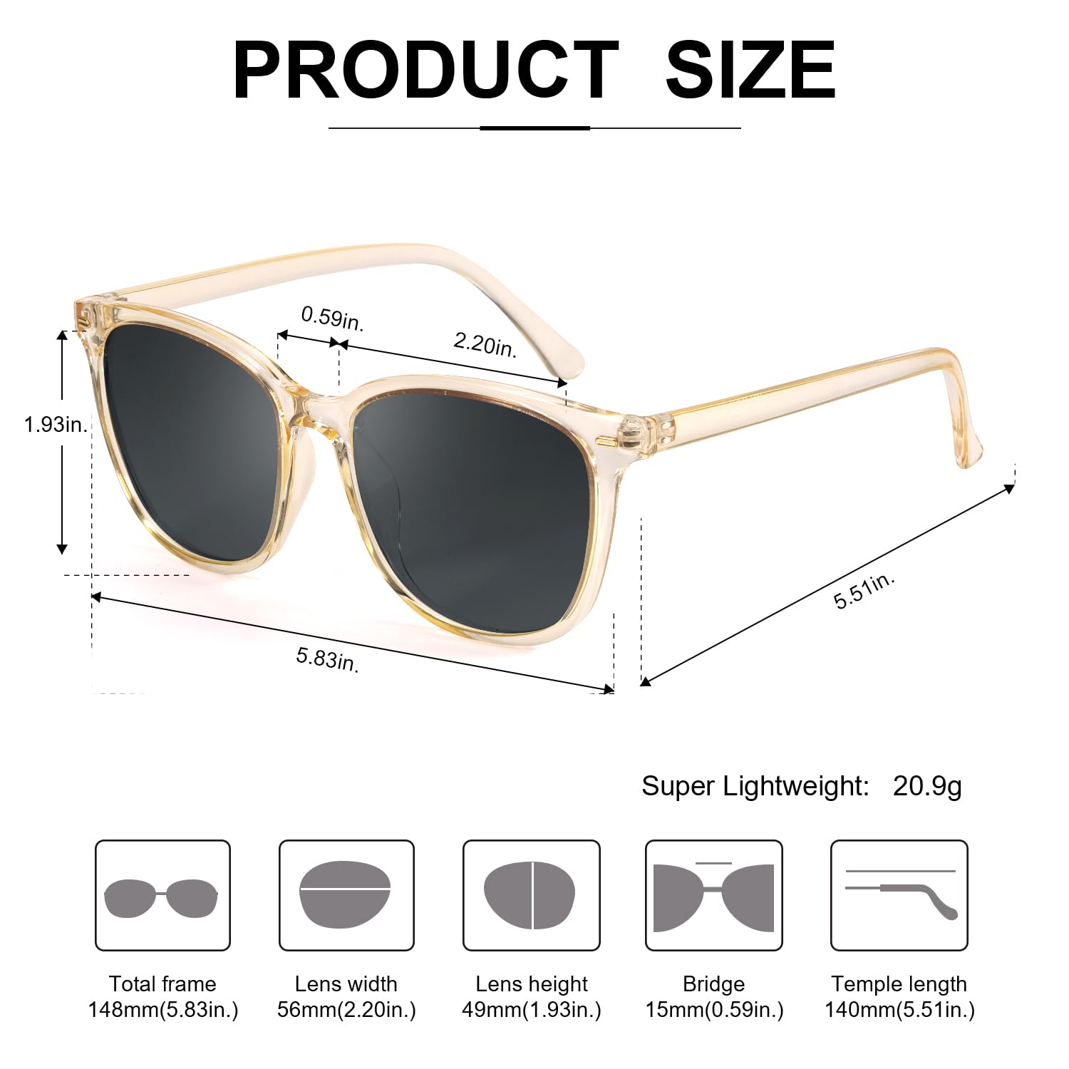 Foto 6 pulgar | Gafas De Sol Myiaur Polarizadas Cuadradas Con Espejo Para Mujer - Venta Internacional.