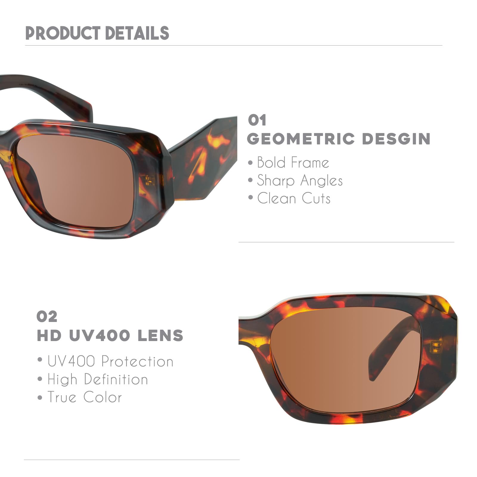 Foto 5 pulgar | Gafas De Sol Mosanana Trendy Rectangle Para Mujer Y Hombre Uv400 - Venta Internacional.