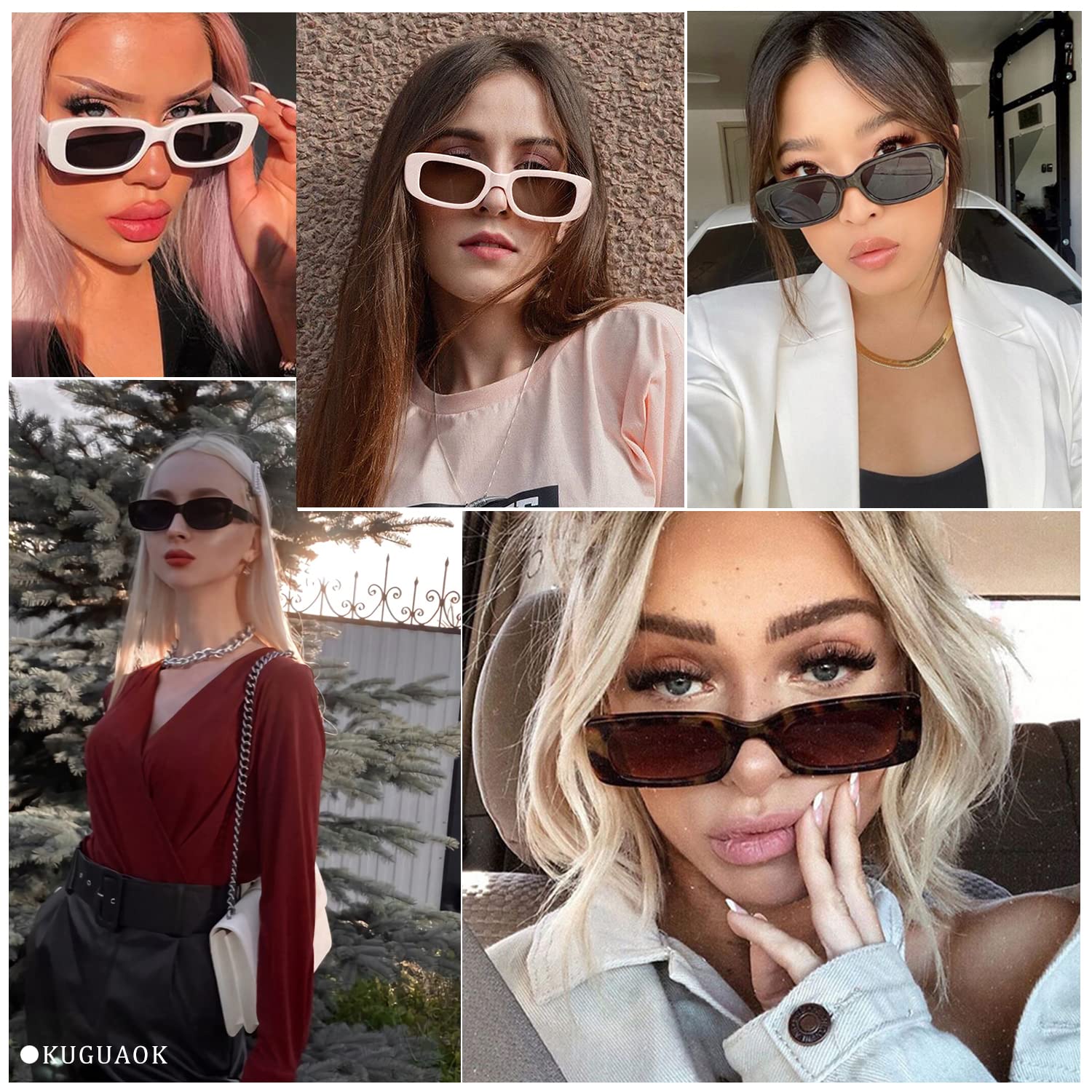 Foto 4 pulgar | Gafas De Sol Kuguaok Retro Rectangle Uv400 Para Mujeres Y Hombres - Venta Internacional.
