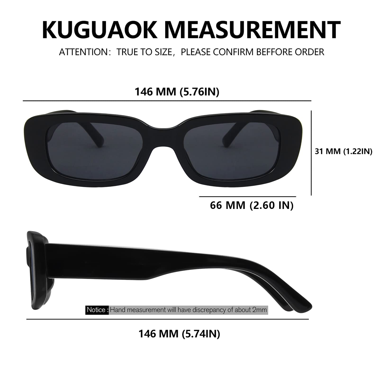 Foto 8 pulgar | Gafas De Sol Kuguaok Retro Rectangle Uv400 Para Mujeres Y Hombres - Venta Internacional.