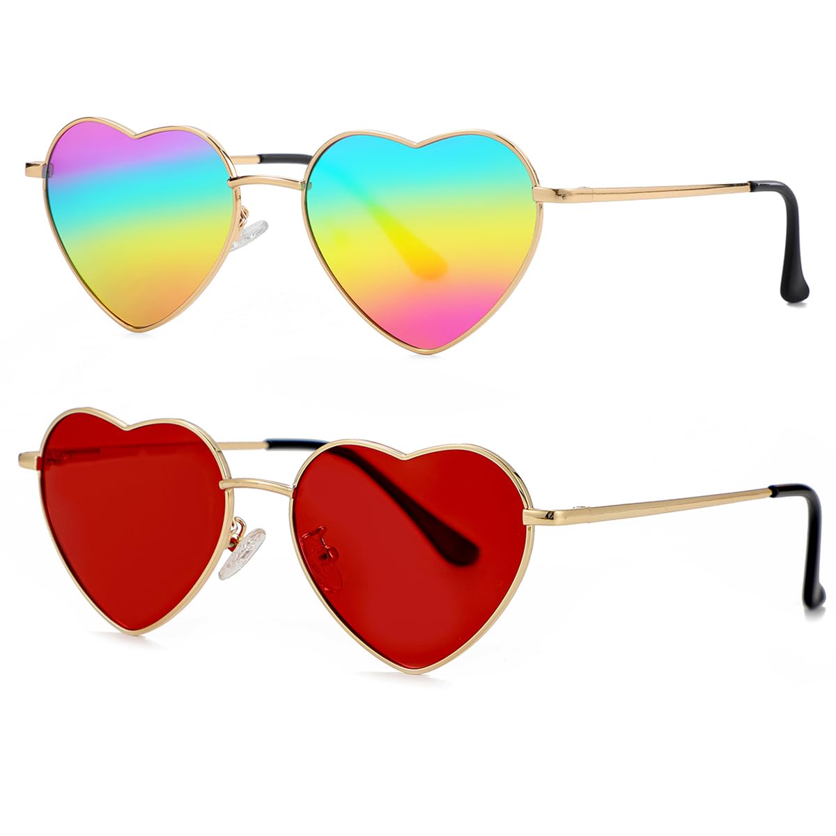 Foto 3 pulgar | Gafas De Sol Jovakit Polarized Heart Para Mujer Con Montura Dorada - Venta Internacional.