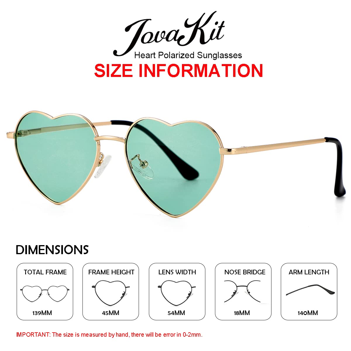 Foto 3 | Gafas De Sol Jovakit Polarized Heart Para Mujer Dorado/verde - Venta Internacional.