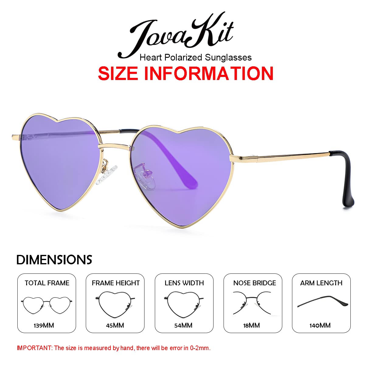 Foto 3 | Gafas De Sol Jovakit Polarized Heart Para Mujer Con Montura Dorada - Venta Internacional.