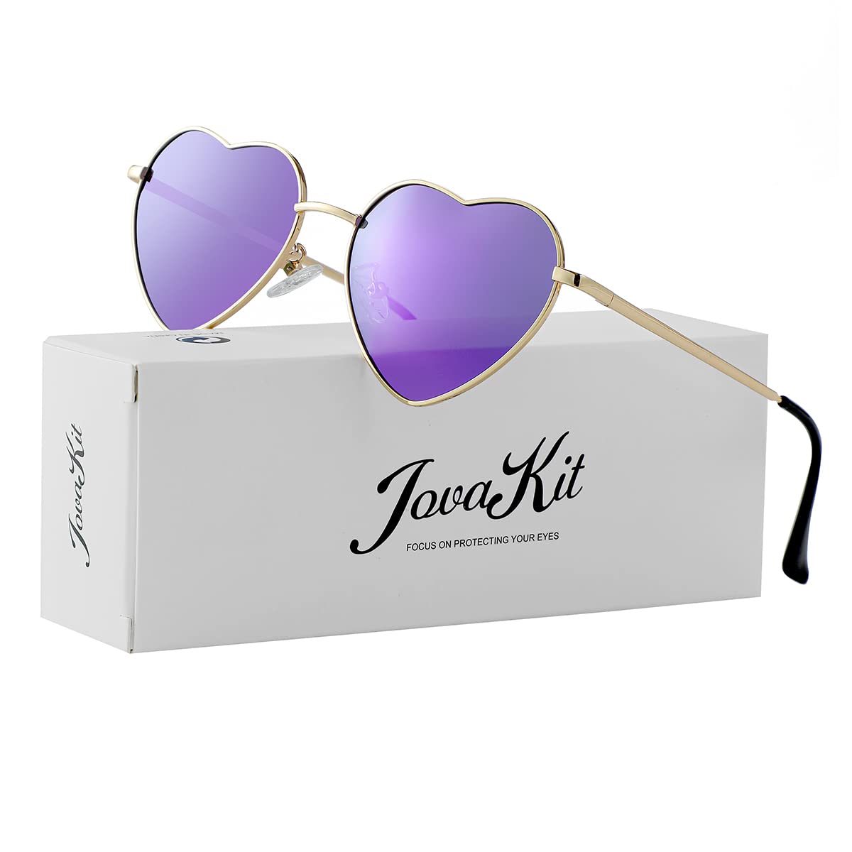 Foto 7 | Gafas De Sol Jovakit Polarized Heart Para Mujer Con Montura Dorada - Venta Internacional.