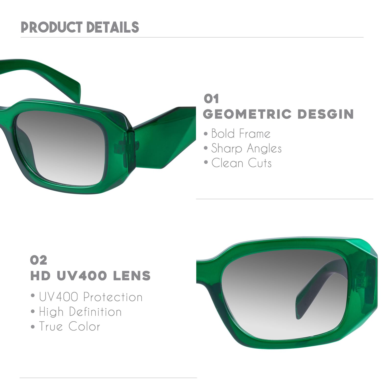 Foto 5 pulgar | Gafas De Sol Mosanana Retro Ms52135-c10  Unisex  Color Verde 400uv - Venta Internacional.
